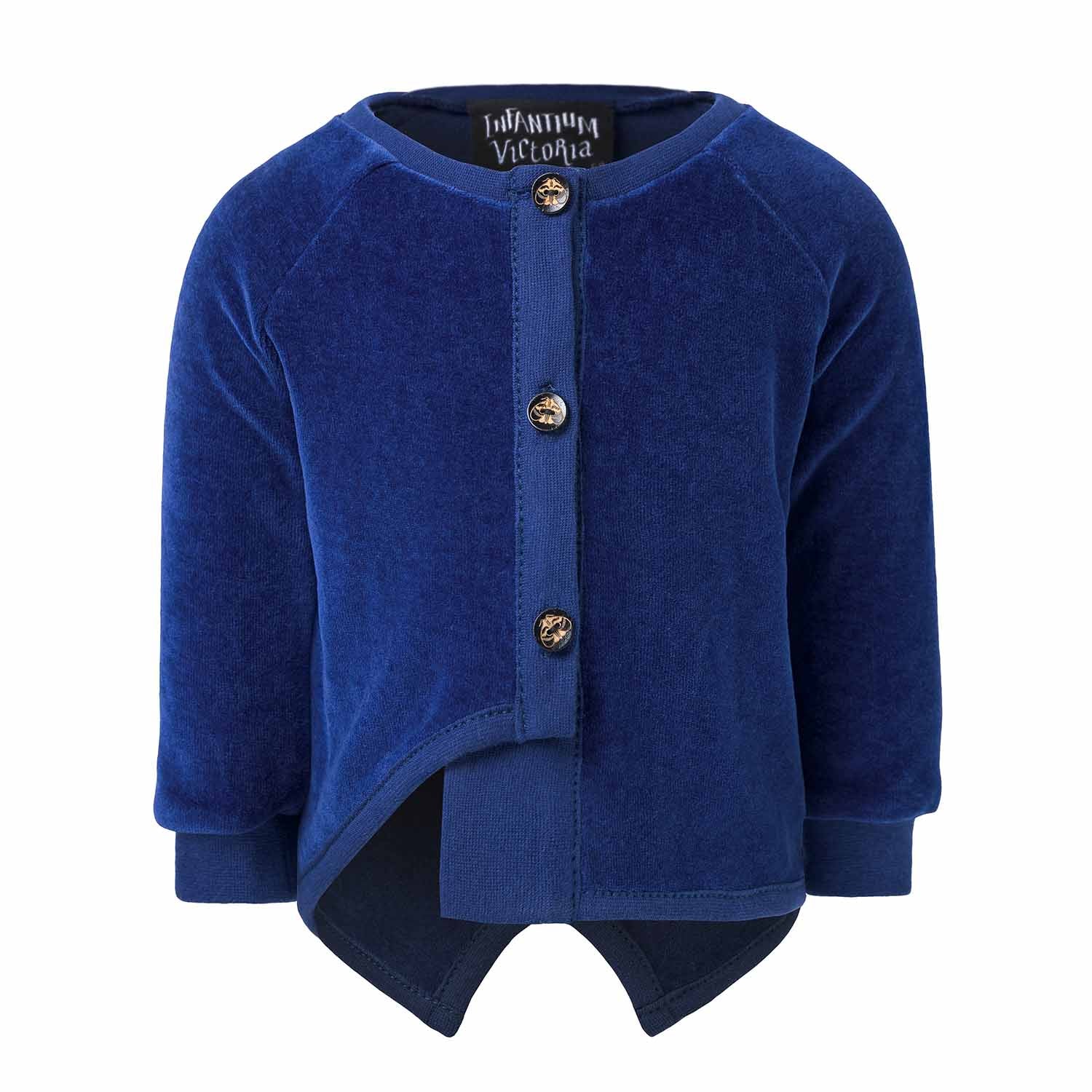 Blauw fluwelen babyjasje