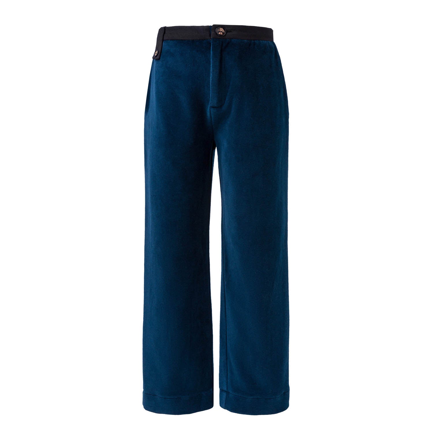 Blaue Samt-Weekend-Hose