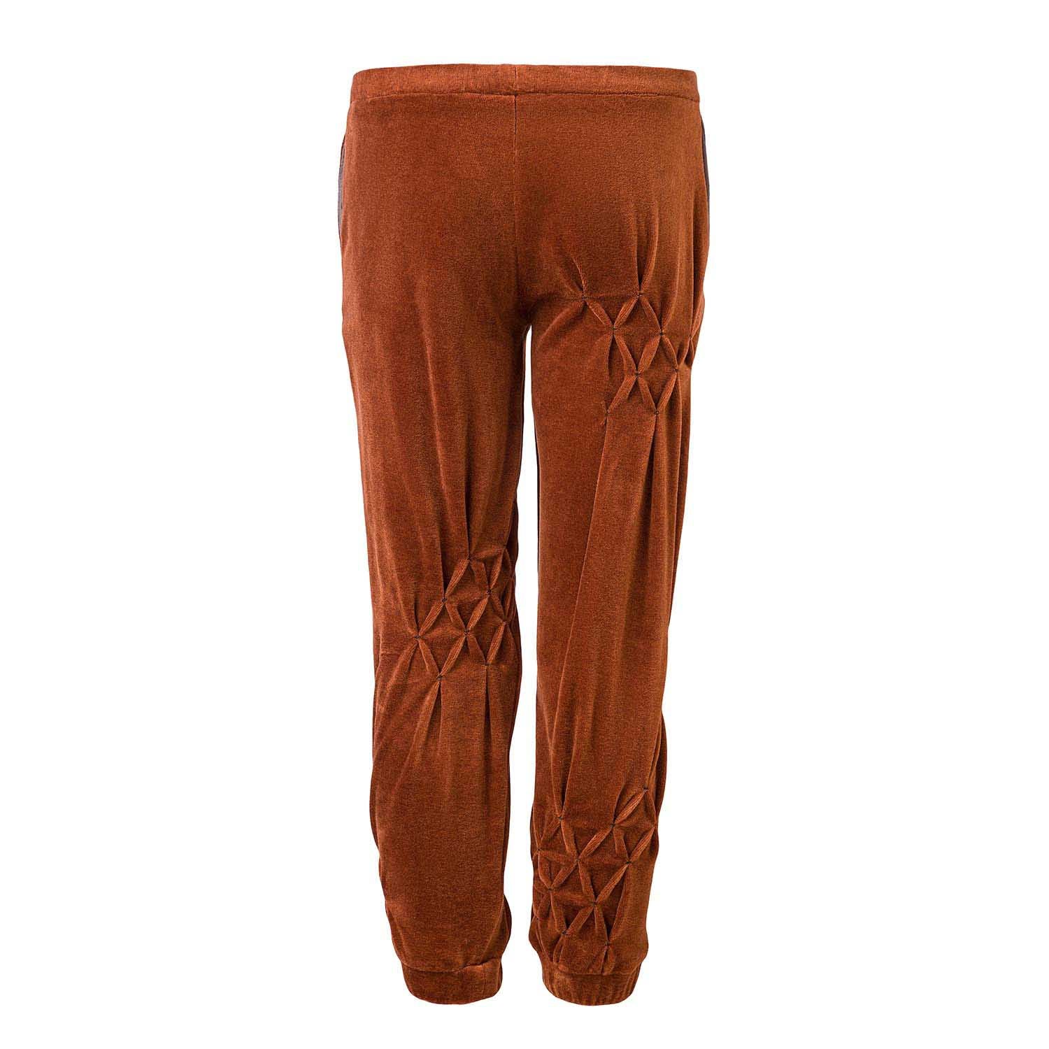 Kids Copper Velvet Track Pants with Hand Smock