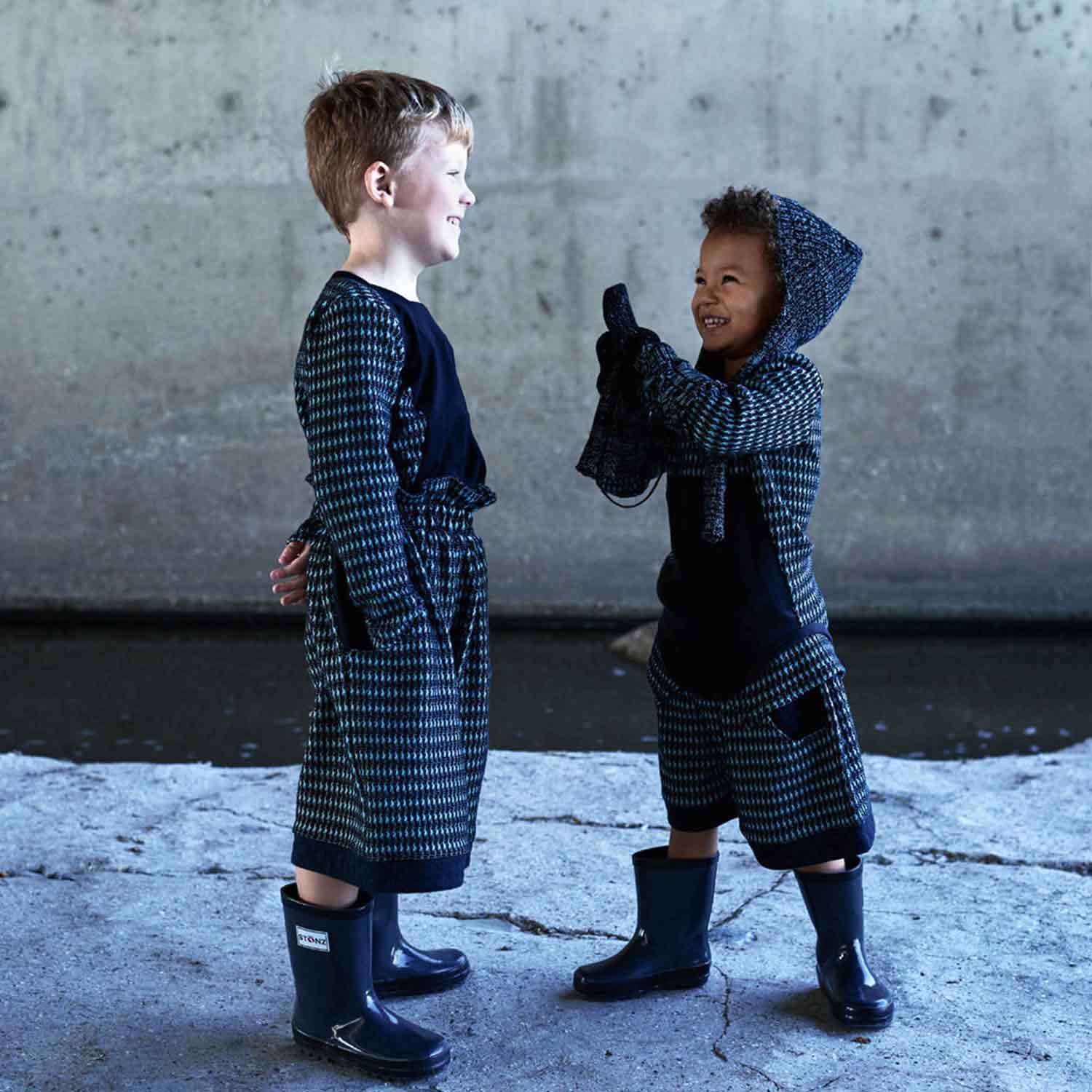 Black and Blue Knitted Hat-Scarf