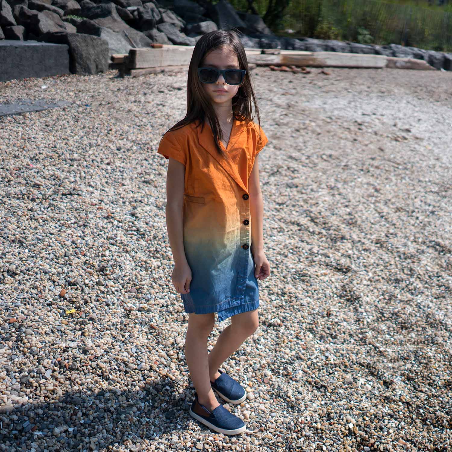 Dip Dye Wrap Dress with Embroidery