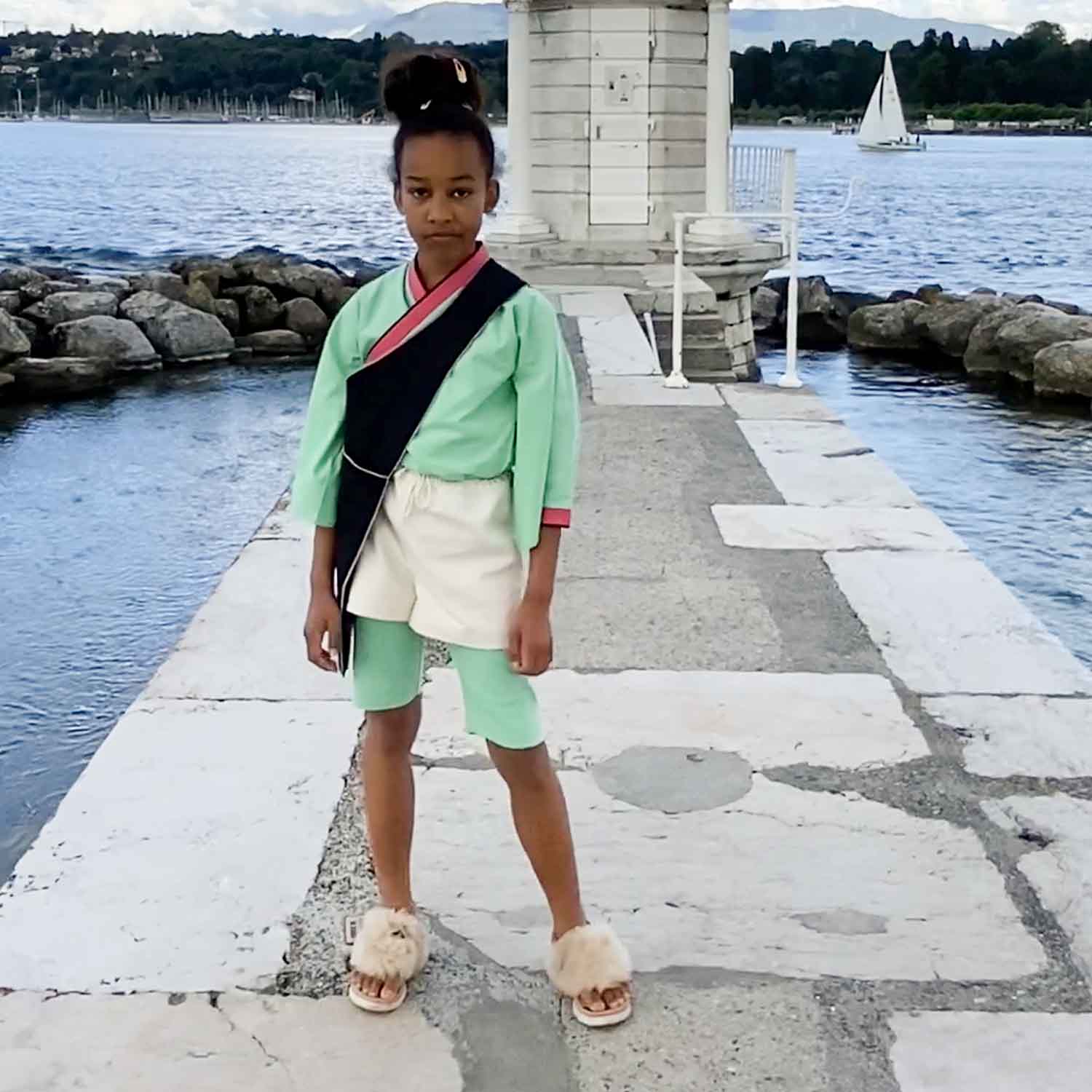 Kids' Green Shorts in Rib Jersey