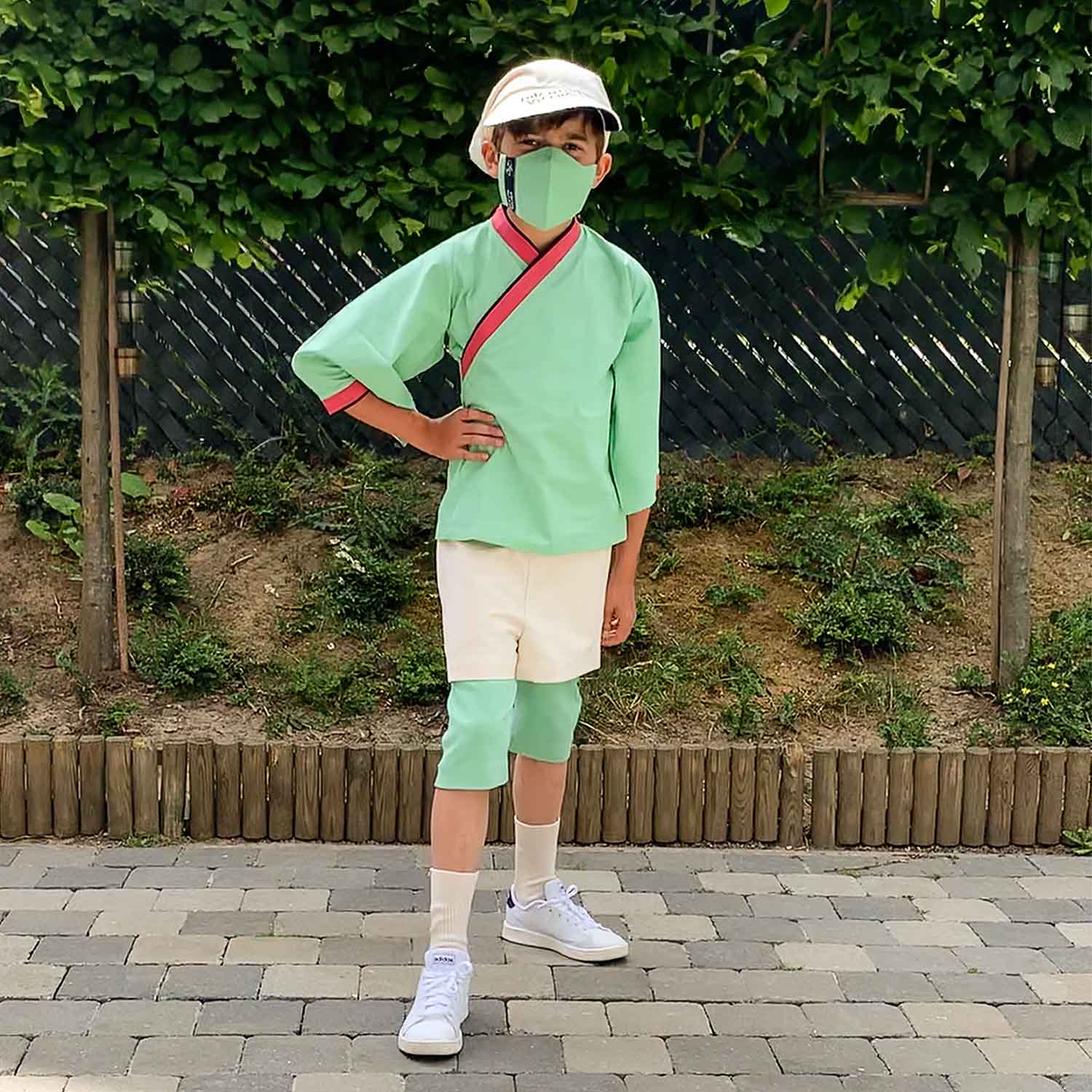 Kids' Green Shorts in Rib Jersey