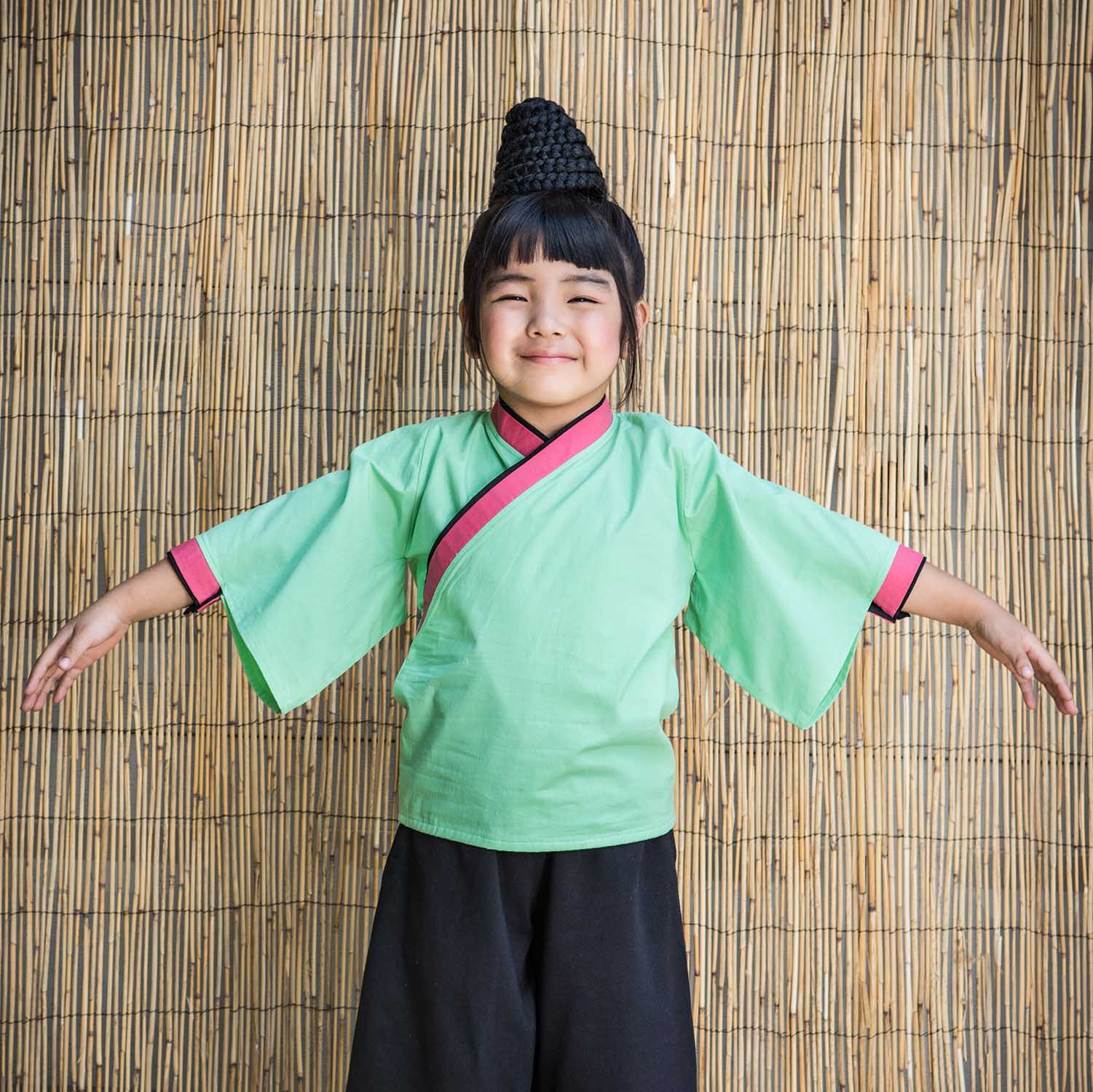 Kimono-shirt voor kinderen in mintgroen