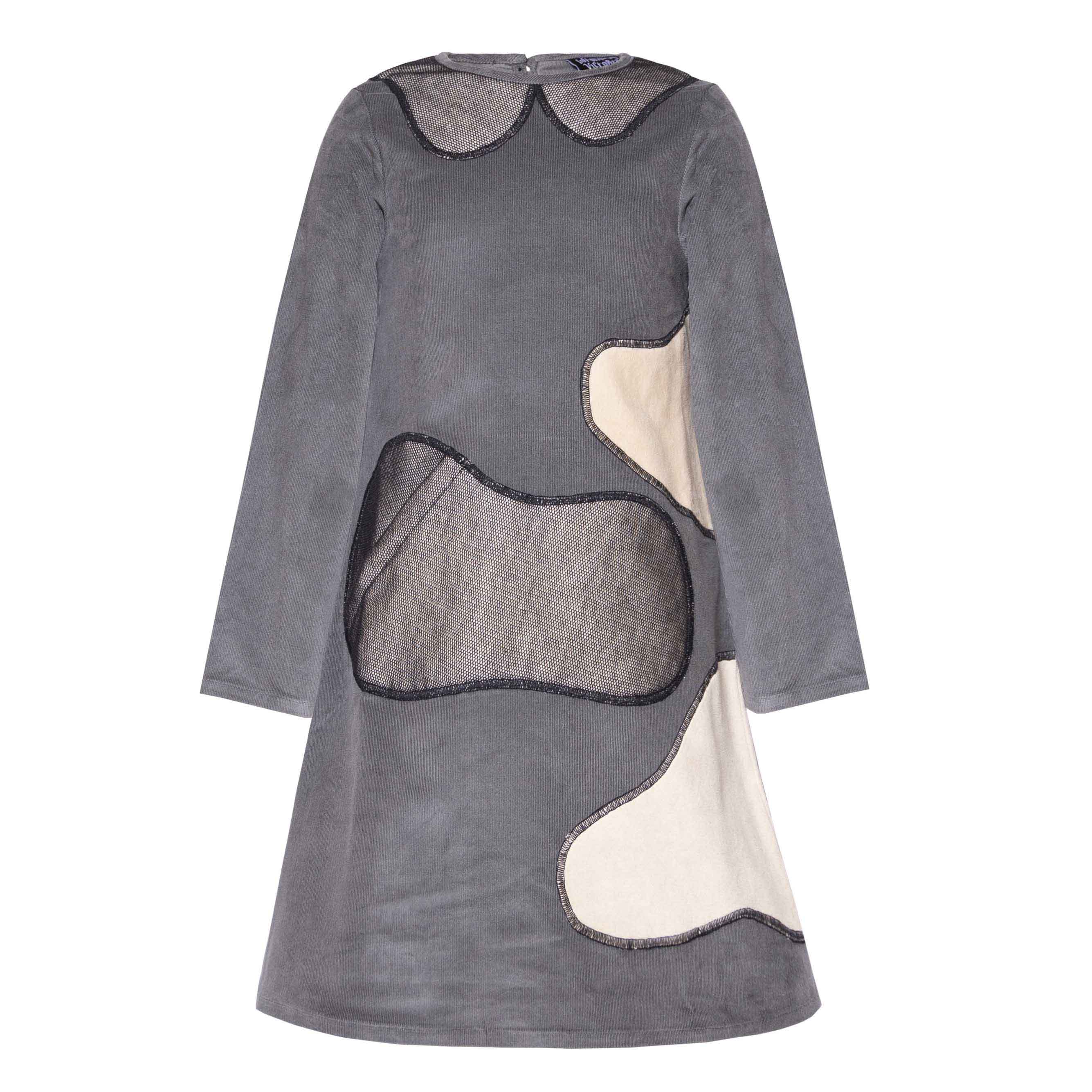 Kids Grey Velvet A-line Dress