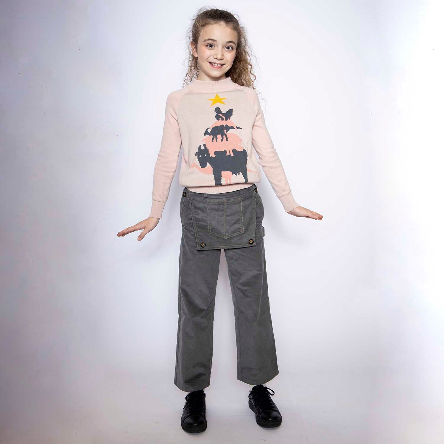 Kids Grey Velvet Pants