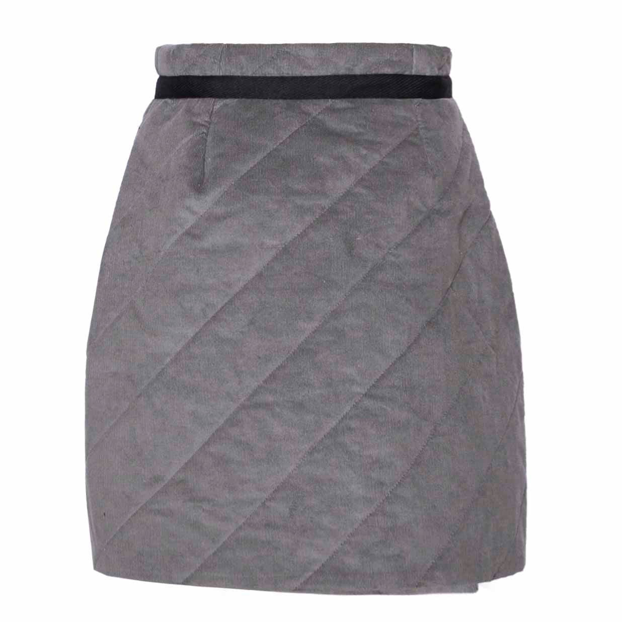 Girls Grey Velvet Skirt