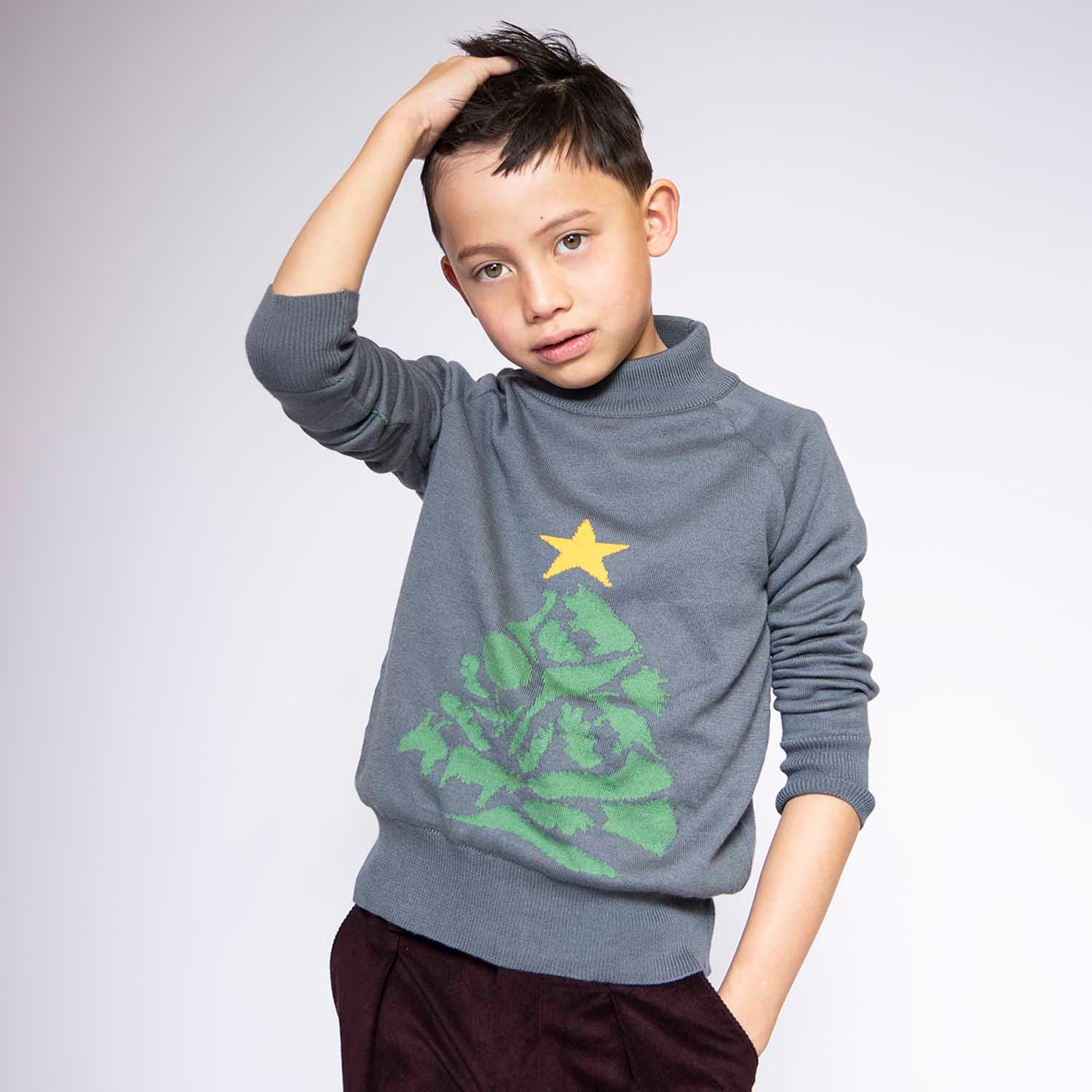 Grey Boys Christmas Sweater