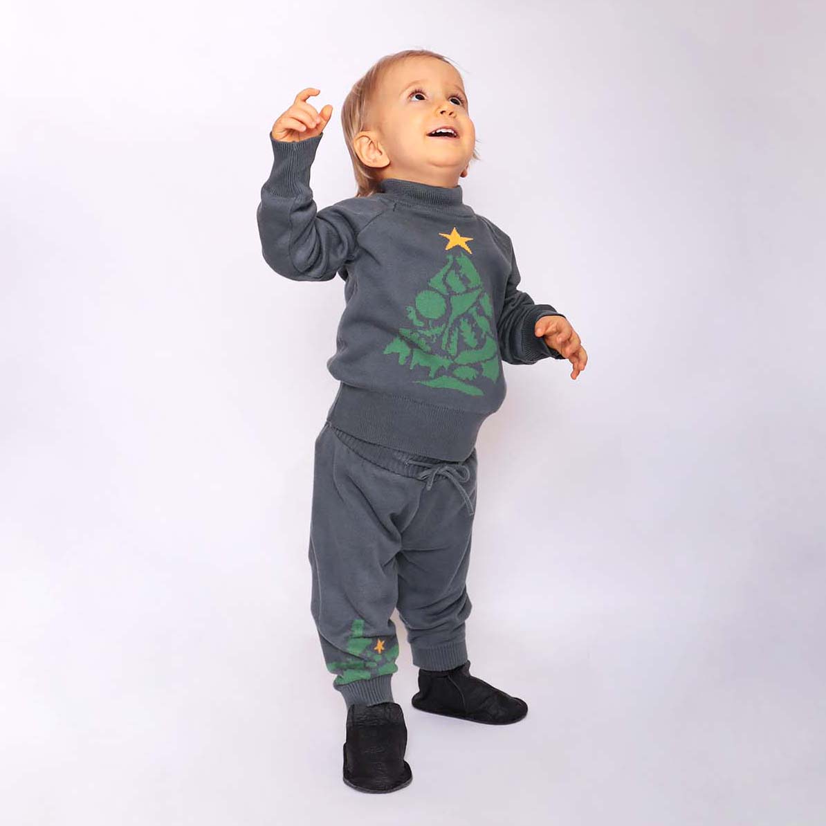 Grey Baby Boy Christmas Sweater