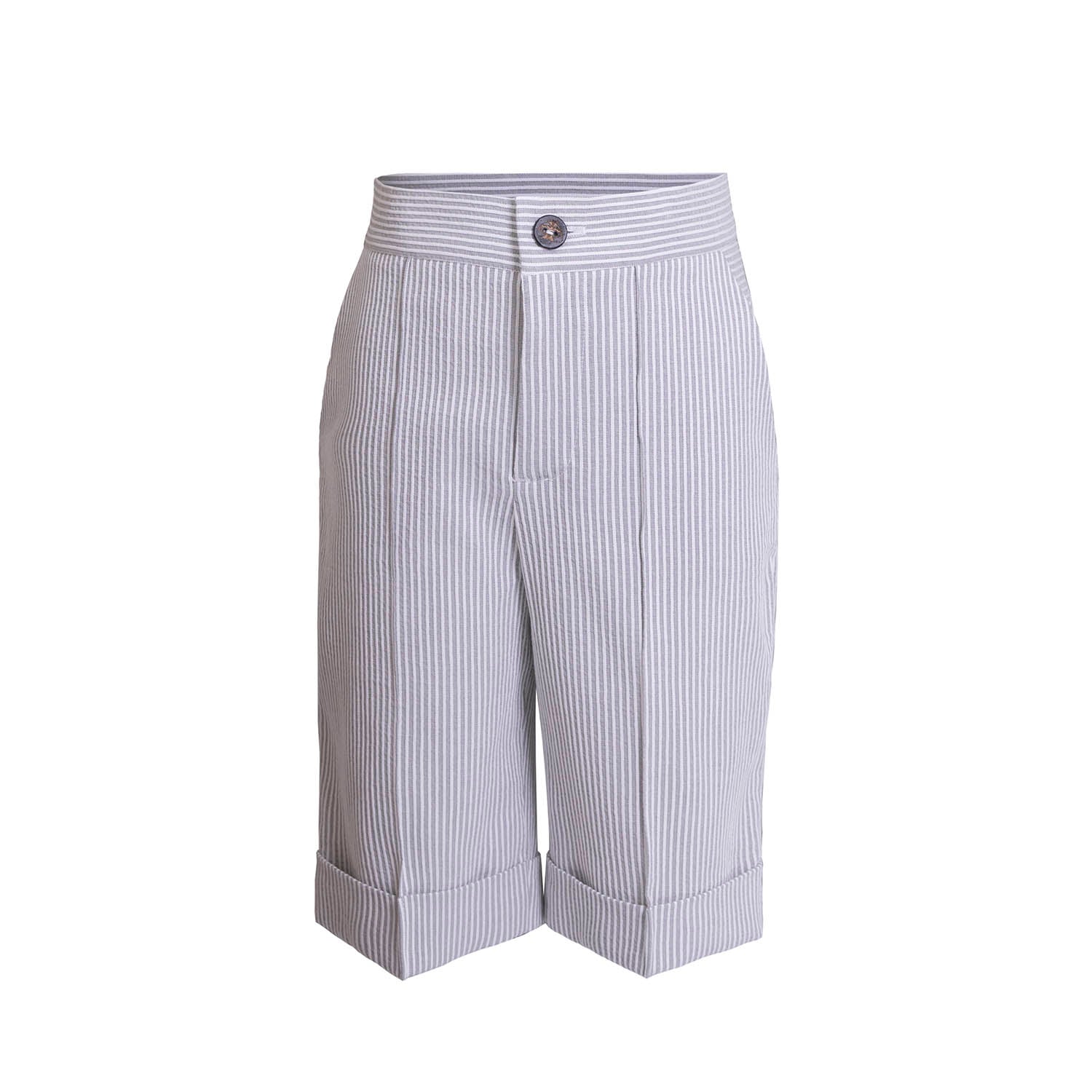 Kids' Grey and white Short Pants with Stripes