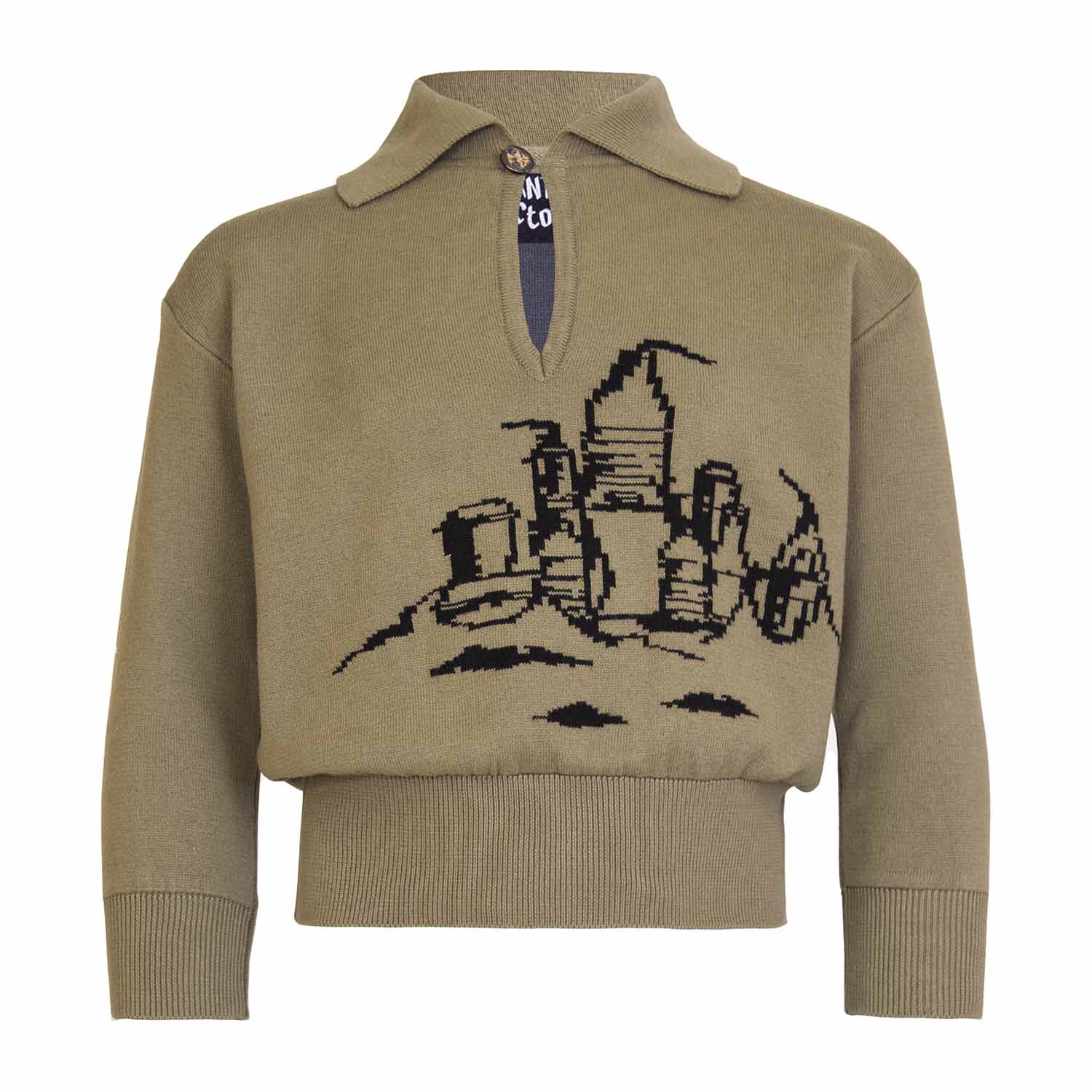 Khakifarbener Pullover mit Beach Castle