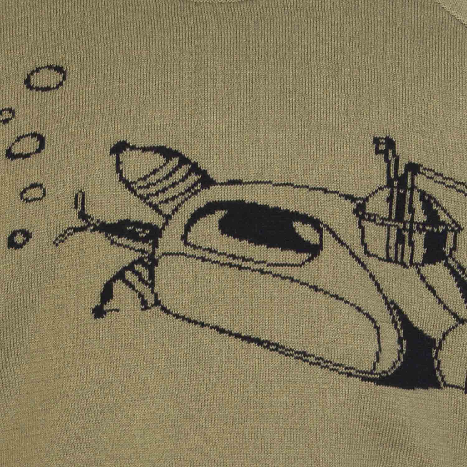 Kaki gebreide kindertop met onderzeeër