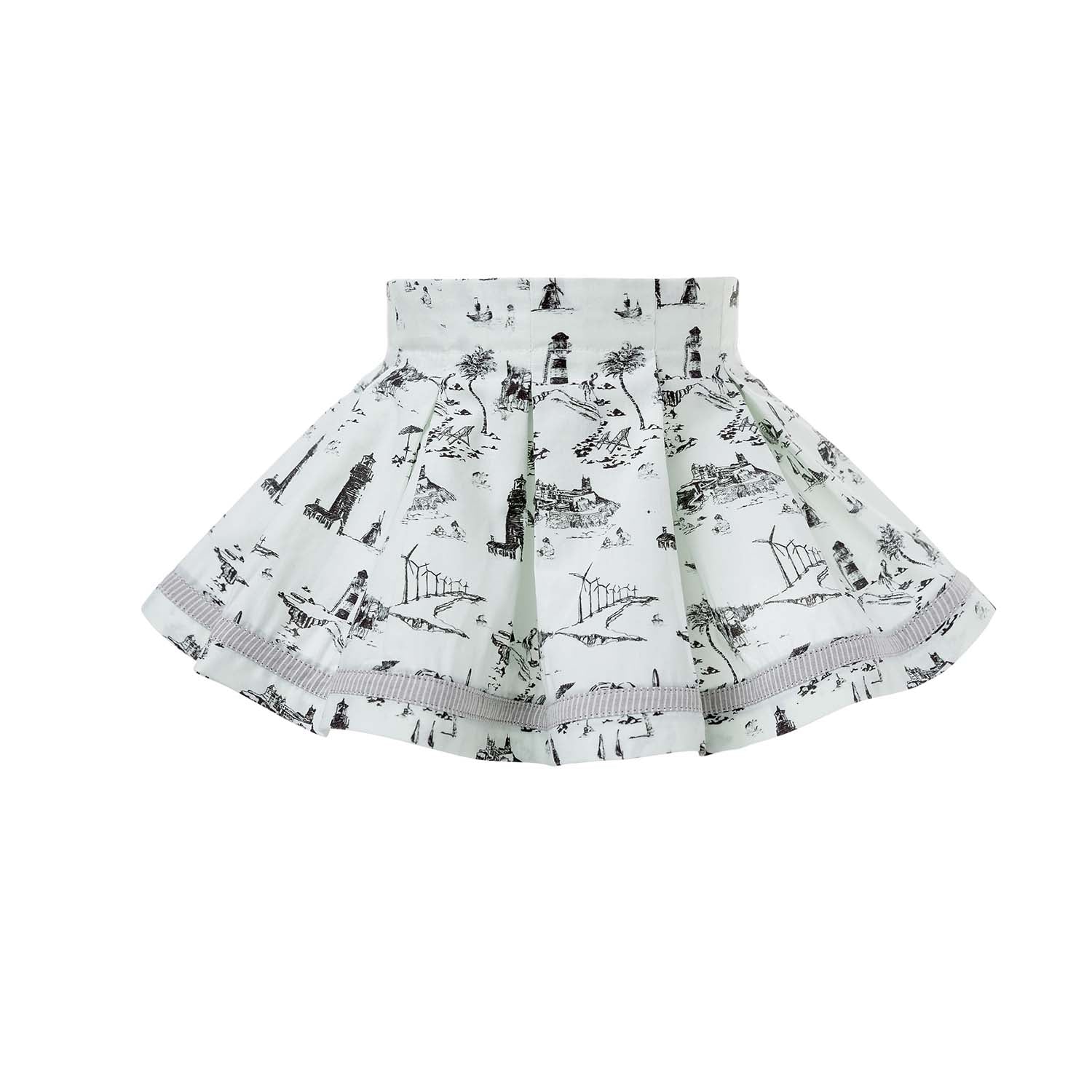 Flared Mini Skirt with Vintage Print for Babies