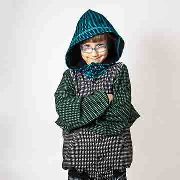 Multicolor Pied-de Poule Hoodie for Kids