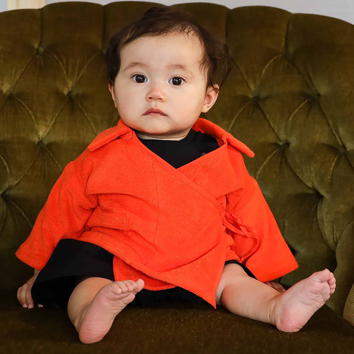 Oranje teddy kimono babyjack