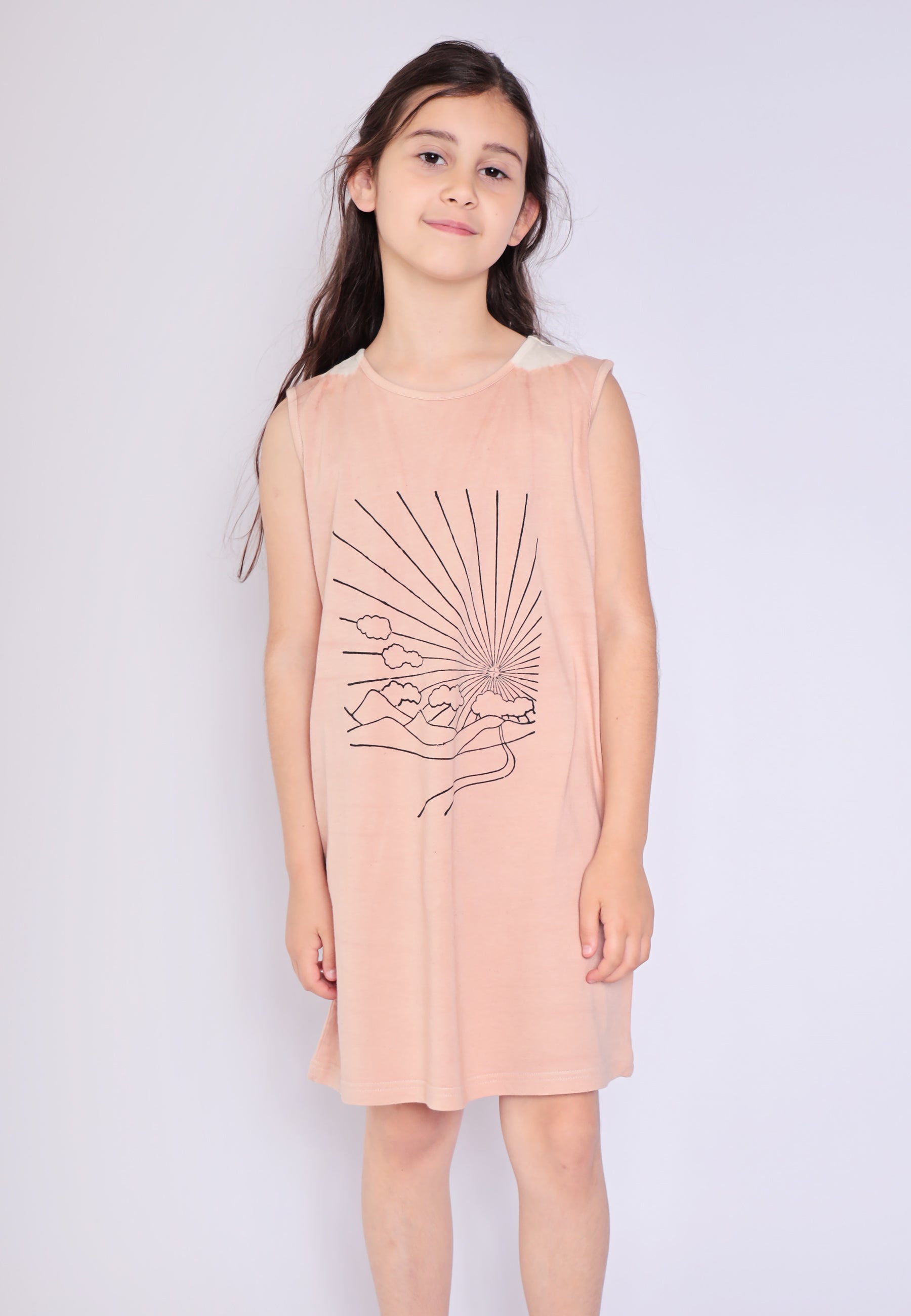 Artisanal T-Shirt Dress Naturally Dyed Madder with Hand Block Print