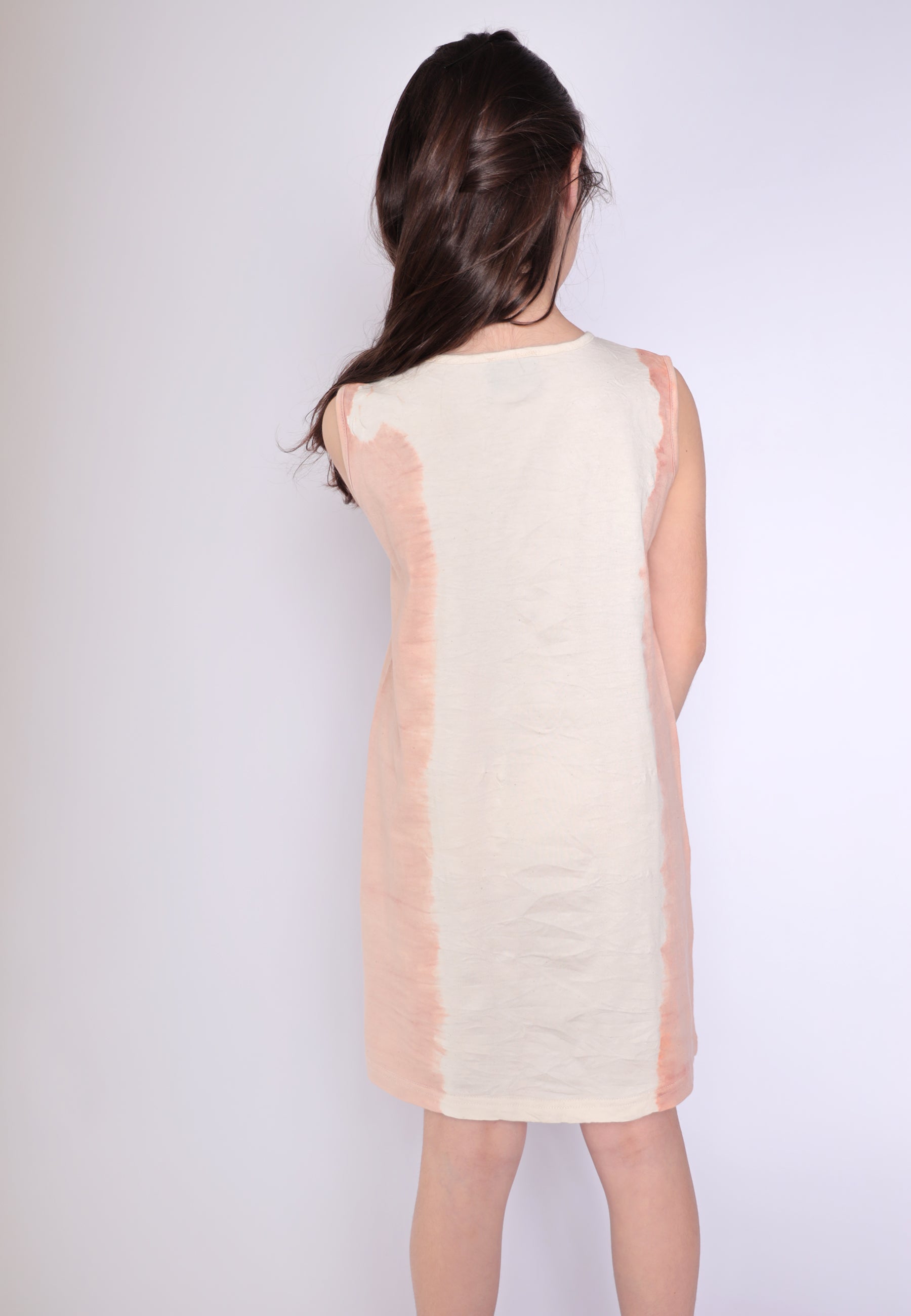 Artisanal T-Shirt Dress Naturally Dyed Madder with Hand Block Print