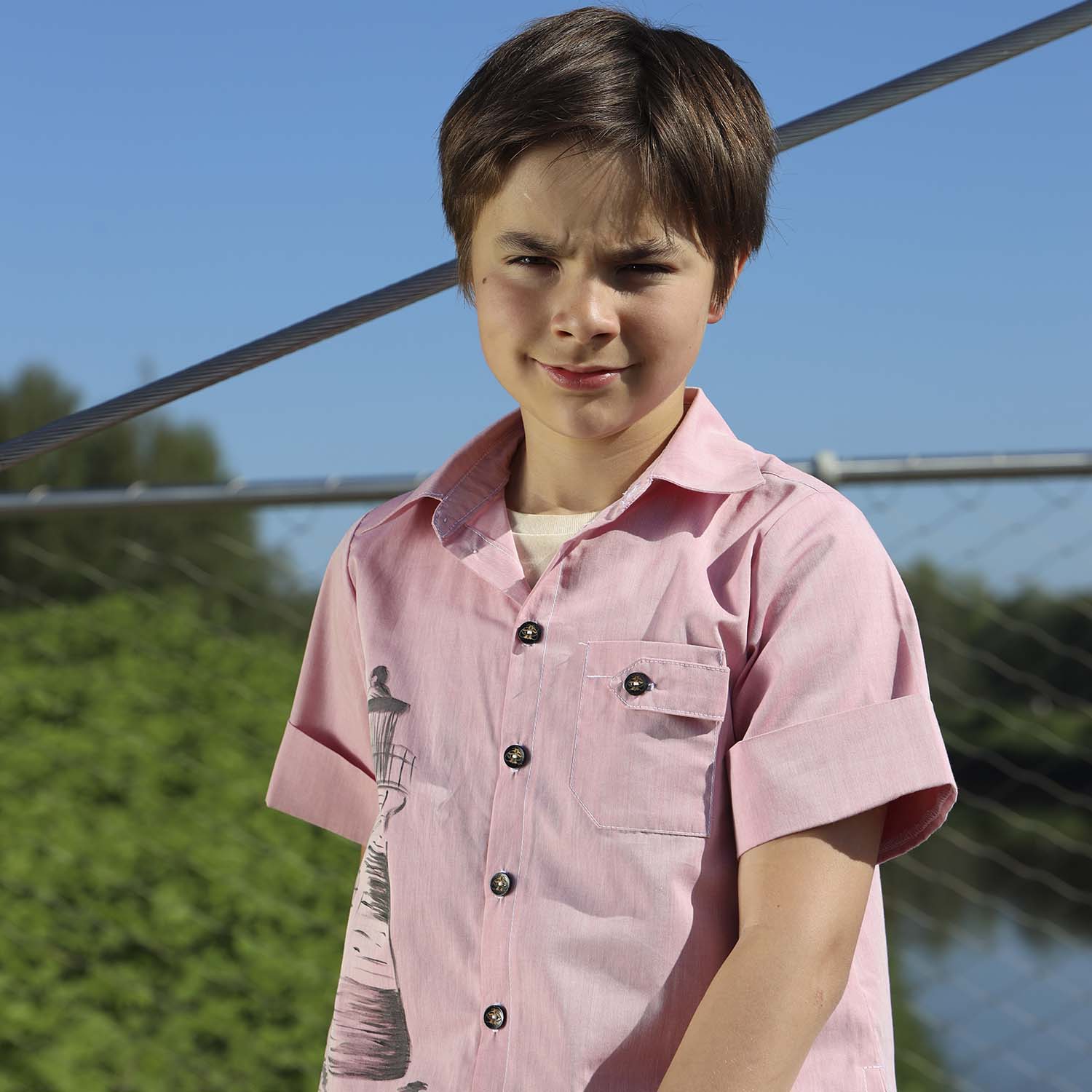 Hand-Painted Pink Dress Shirt Limited Edition, GOTS