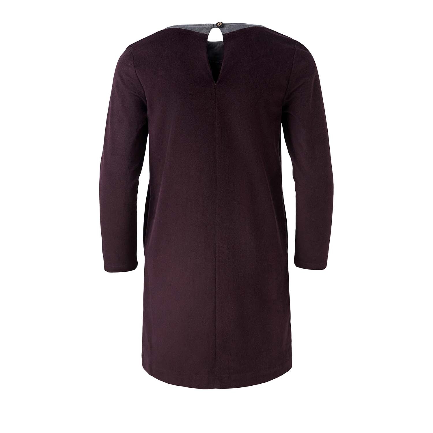 Paarse jurk met drapering