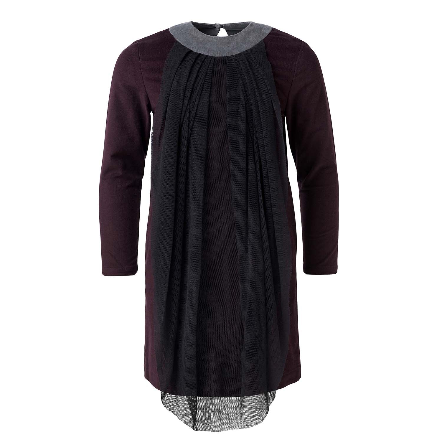 Paarse jurk met drapering