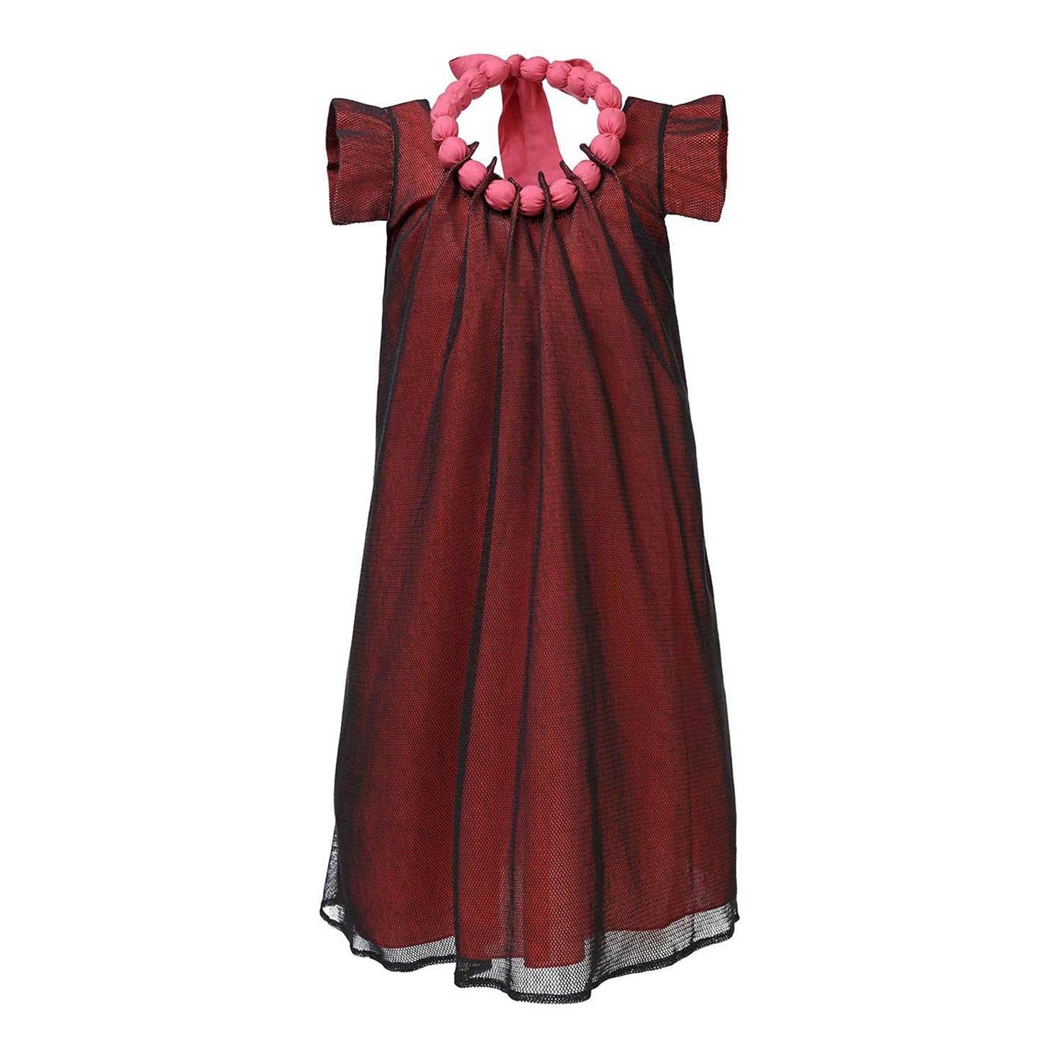 Biologische katoenen meisjes tule jurk in rood