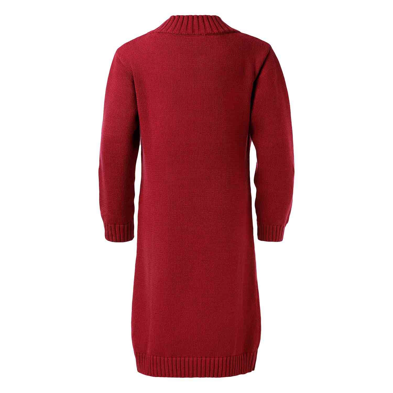 Rotes Strickkleid für Mädchen mit Panda