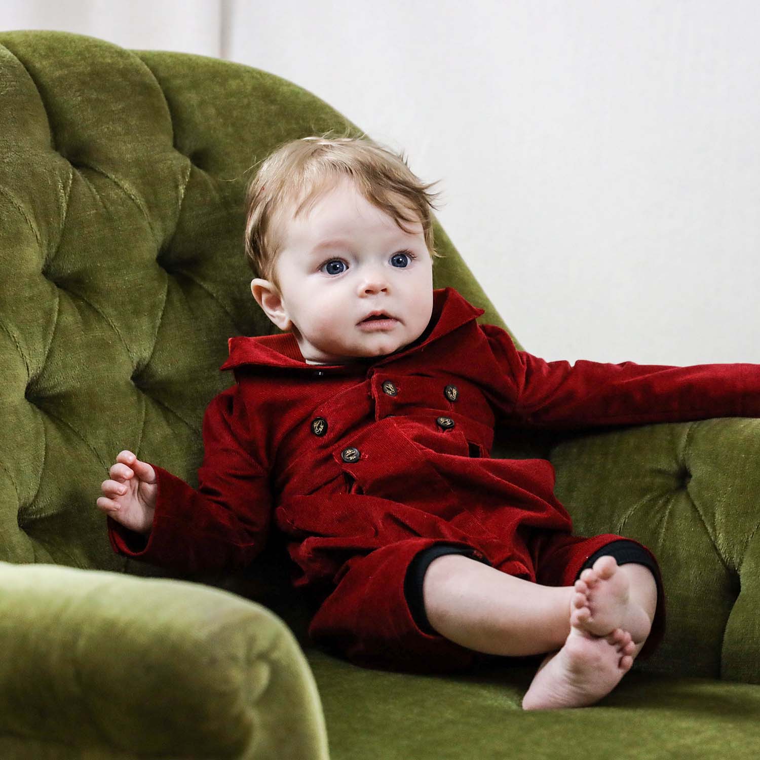 Red Corduroy Baby Romper