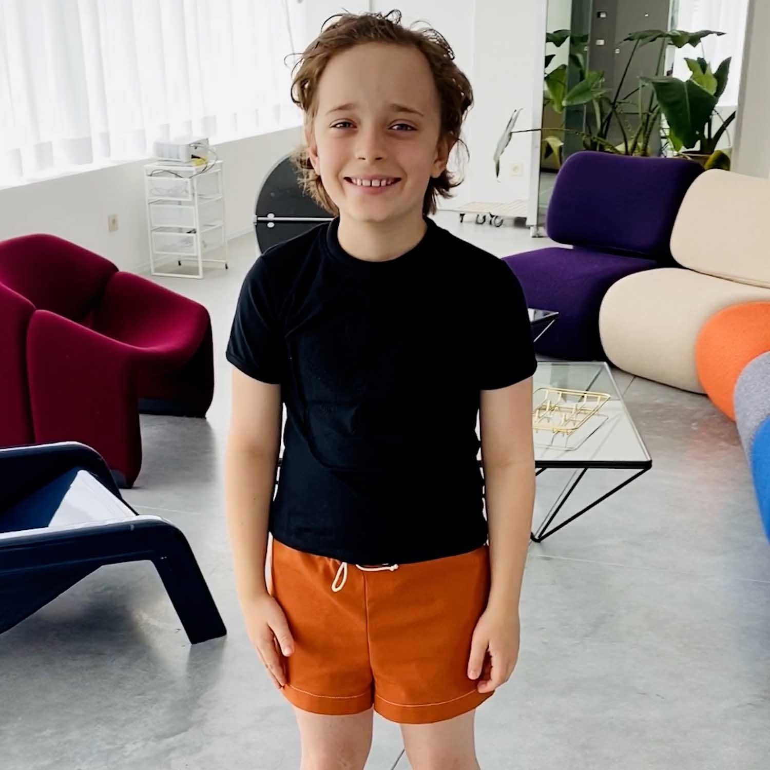 Terracotta canvas minishorts voor kinderen