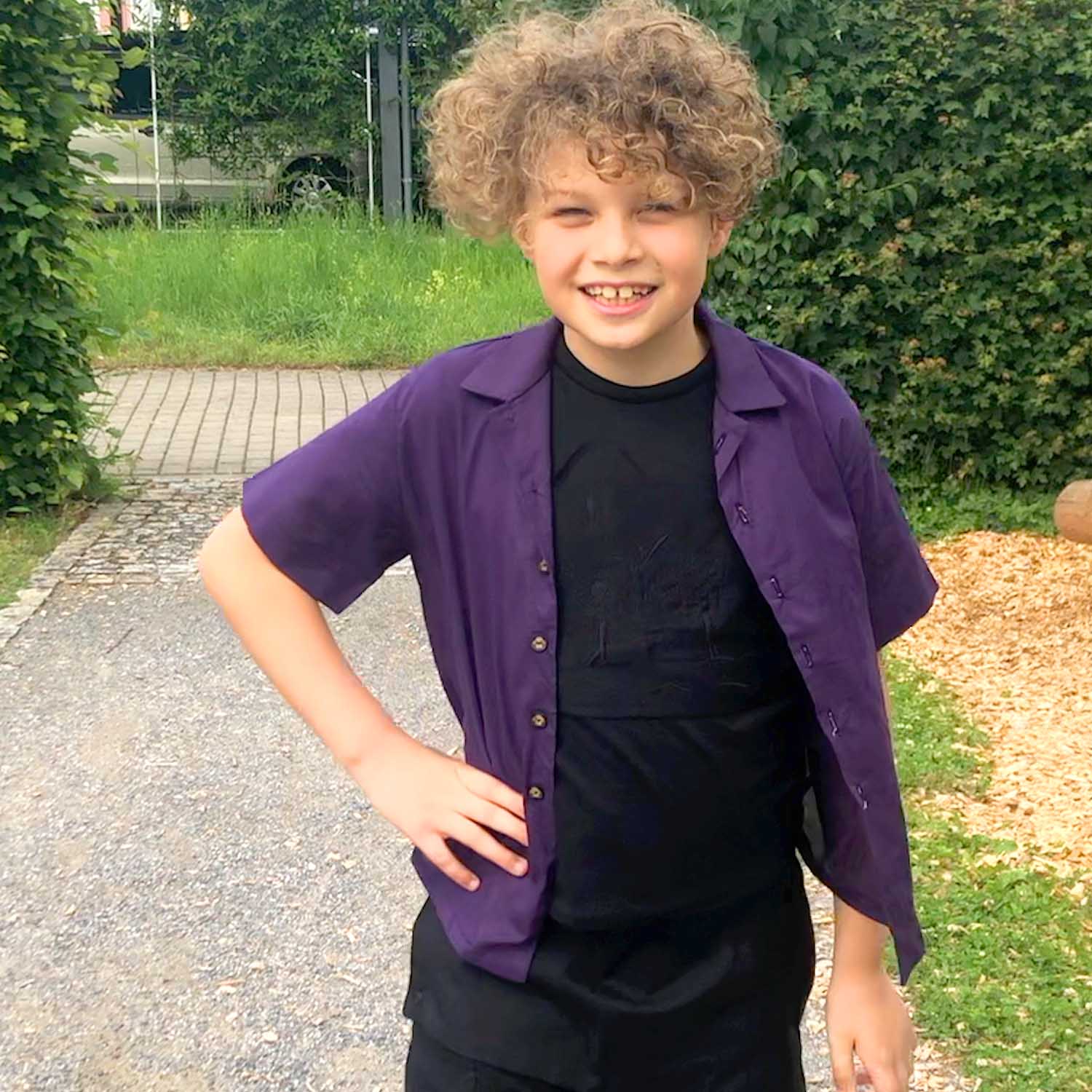 Kids Black T-Shirt with Appliqué