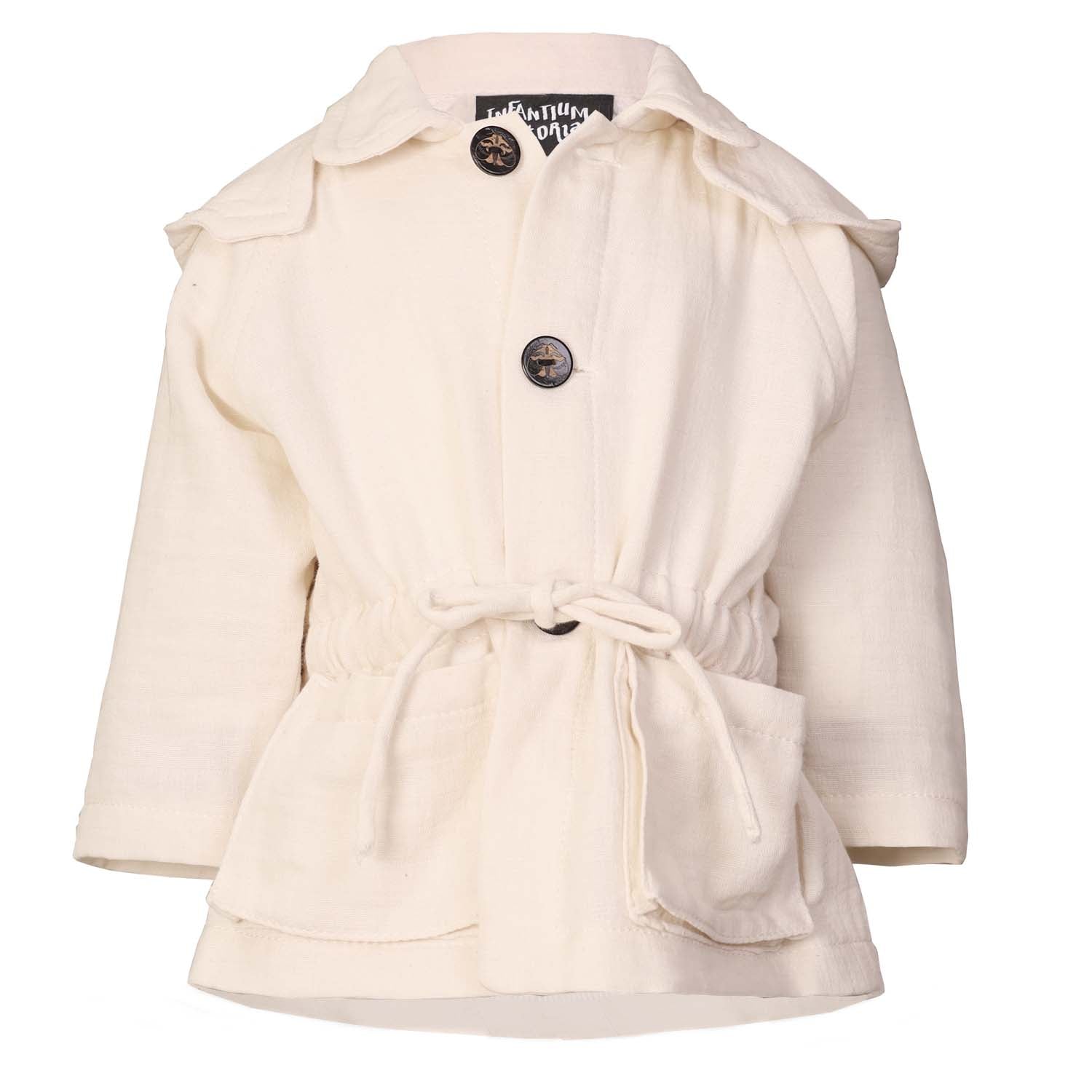 Weiße Babyjacke mit Kapuze