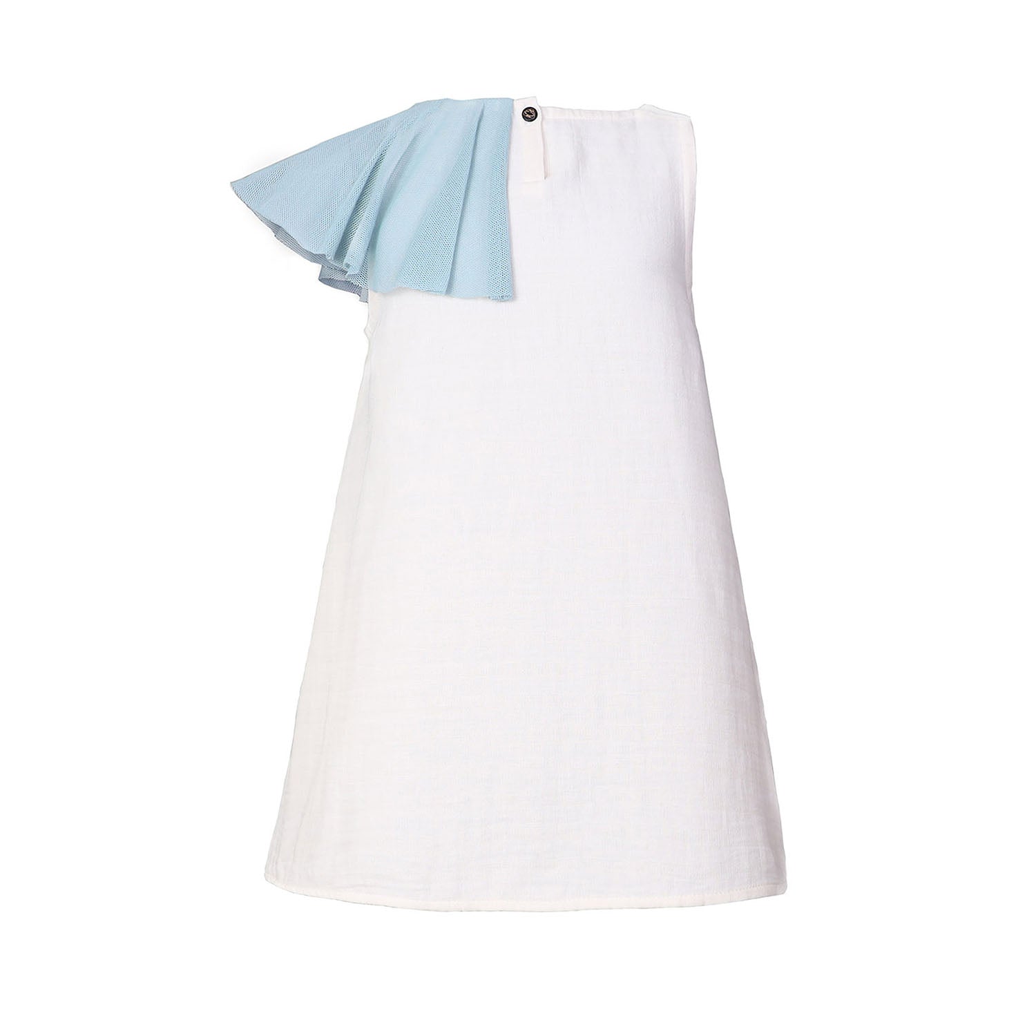 White Dress with Asymetric Shoulder for Girls
