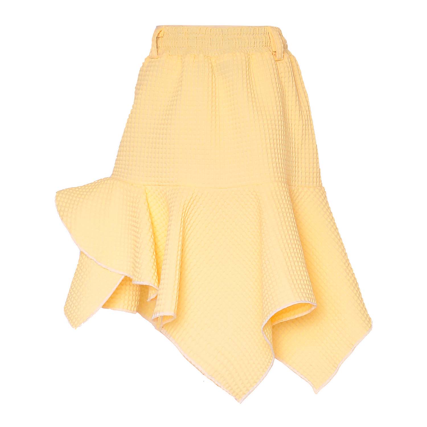 Yellow Waffle Girls Midi Skirt