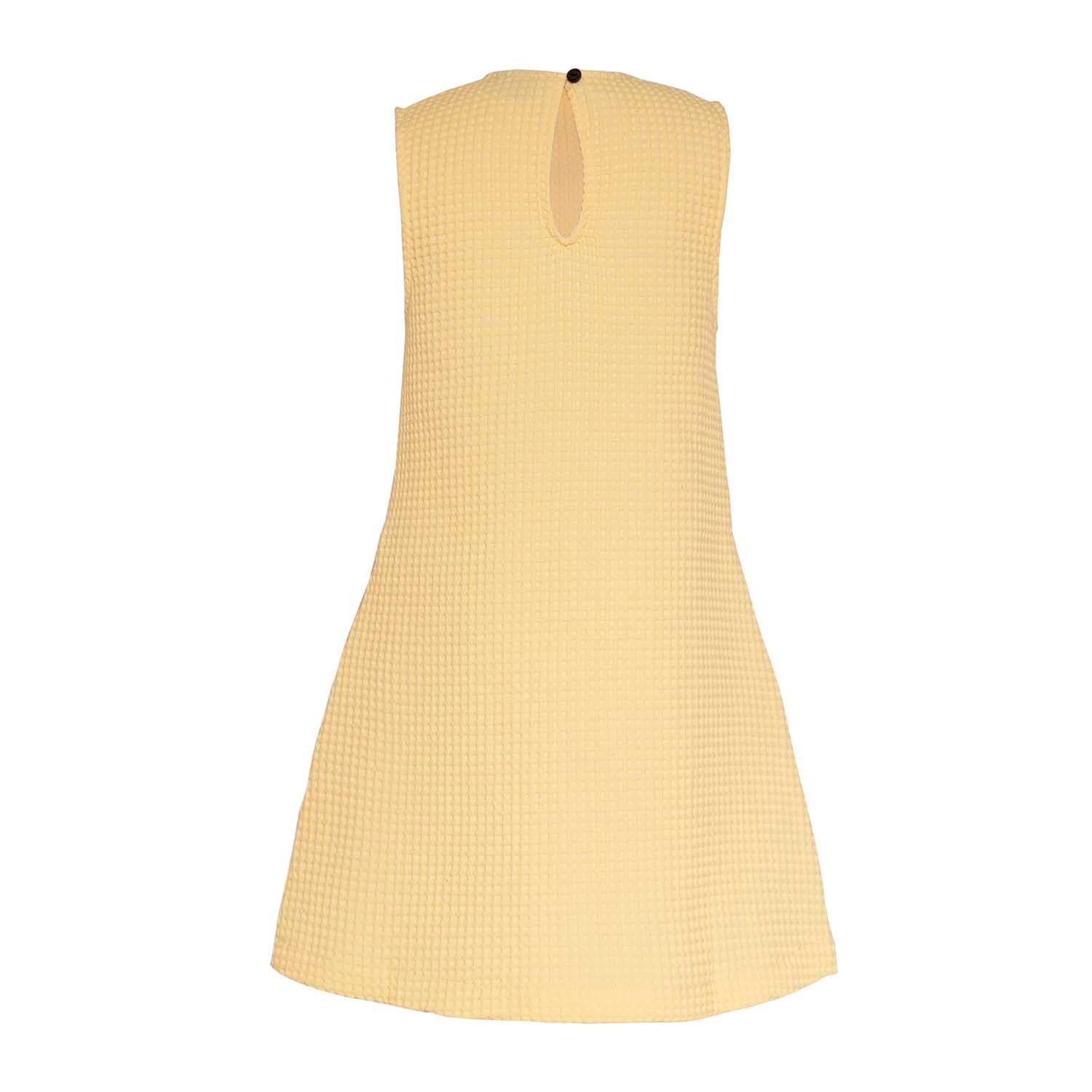 Yellow Waffle Dress with Embroidery for Girls