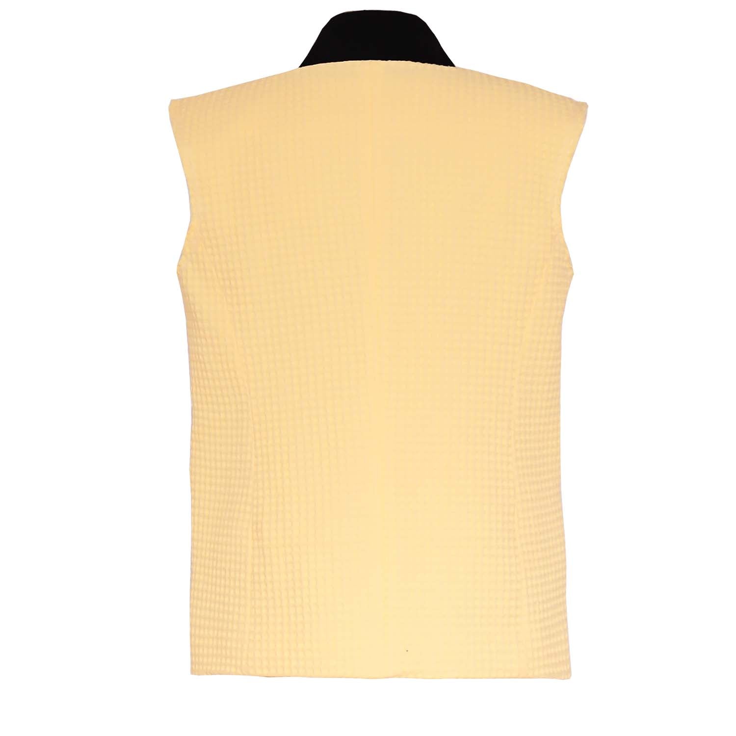 Yellow Cotton Sleeveless Blazer