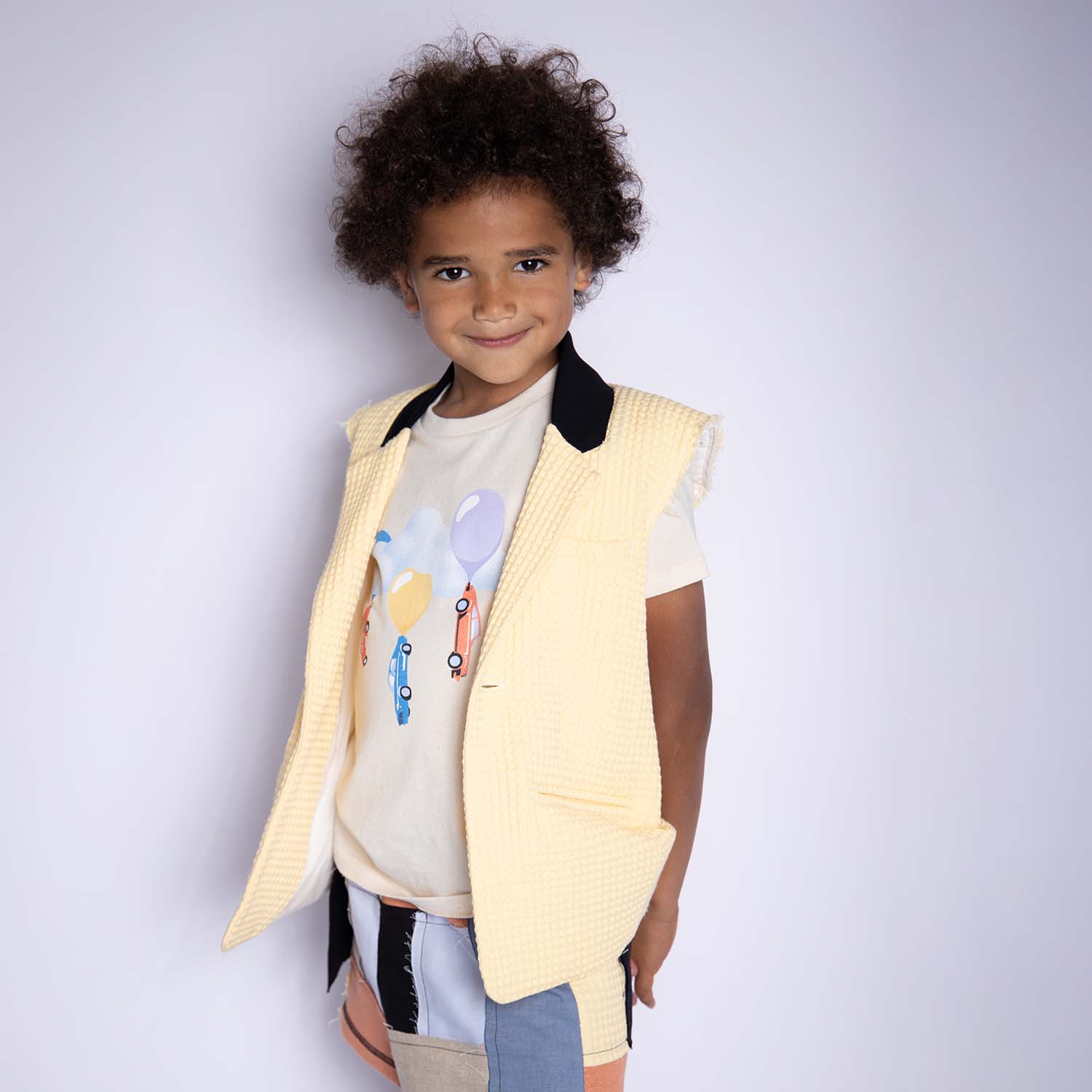 Gelber ärmelloser Blazer aus Baumwolle