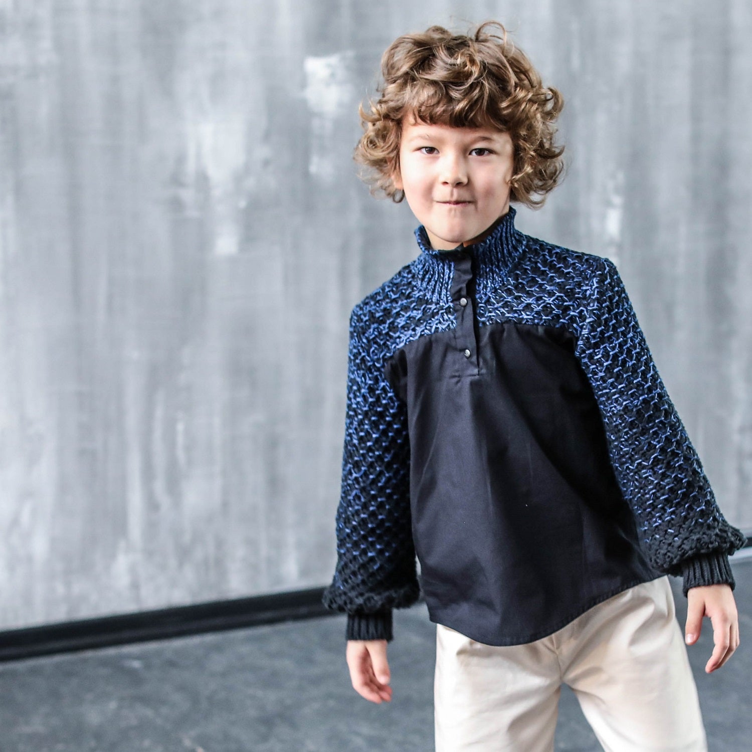 Black Shirt with Knitwear - Organic Cotton