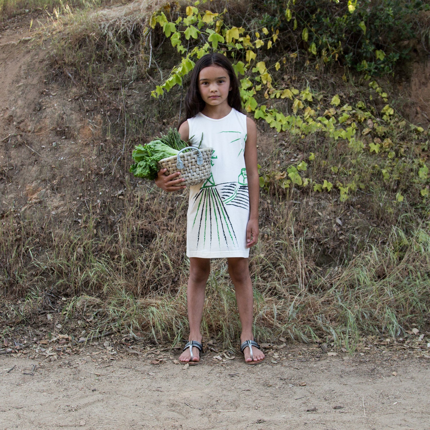 Off-White T-Shirt Dress with Wind Mill