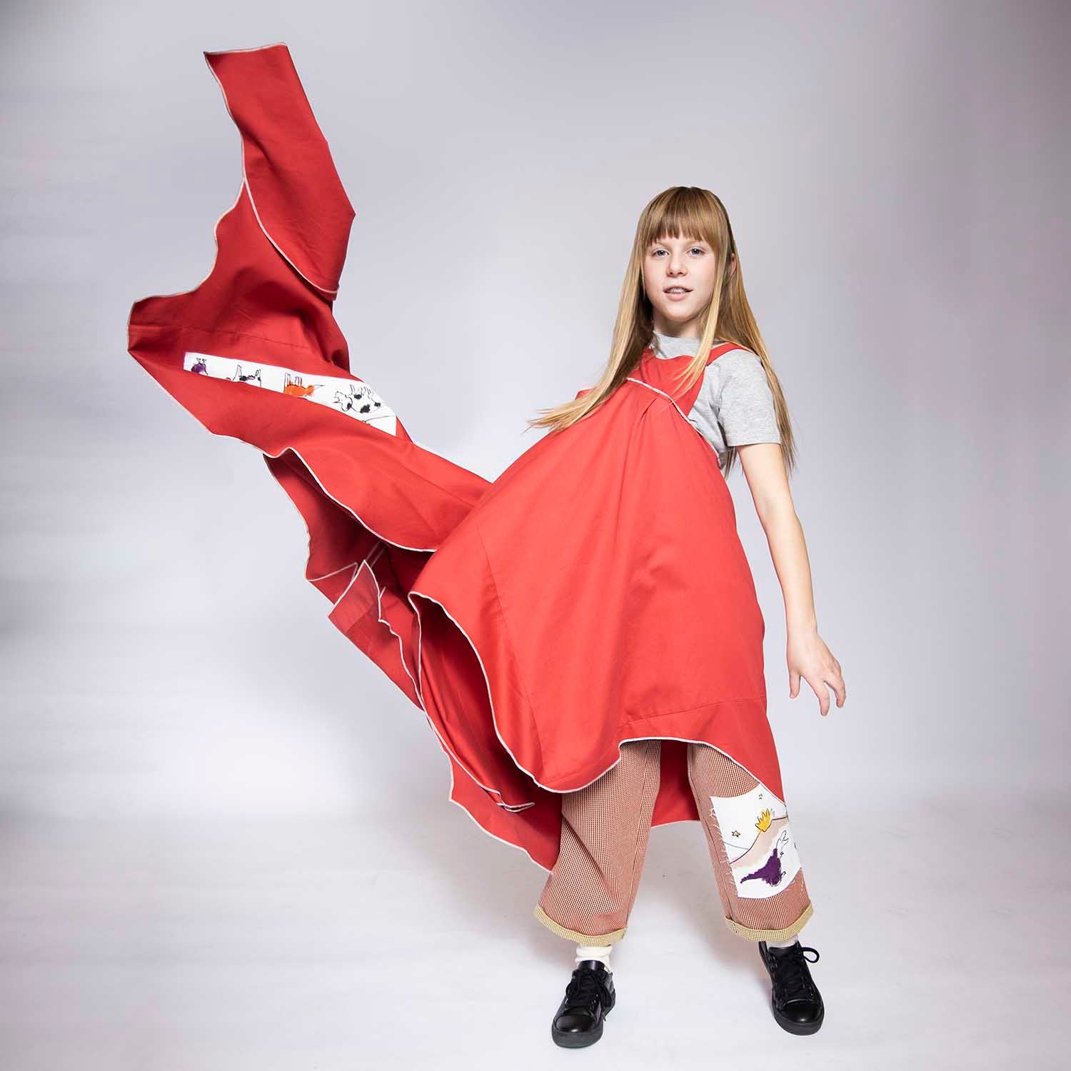 Red Zero-Waste Dress
