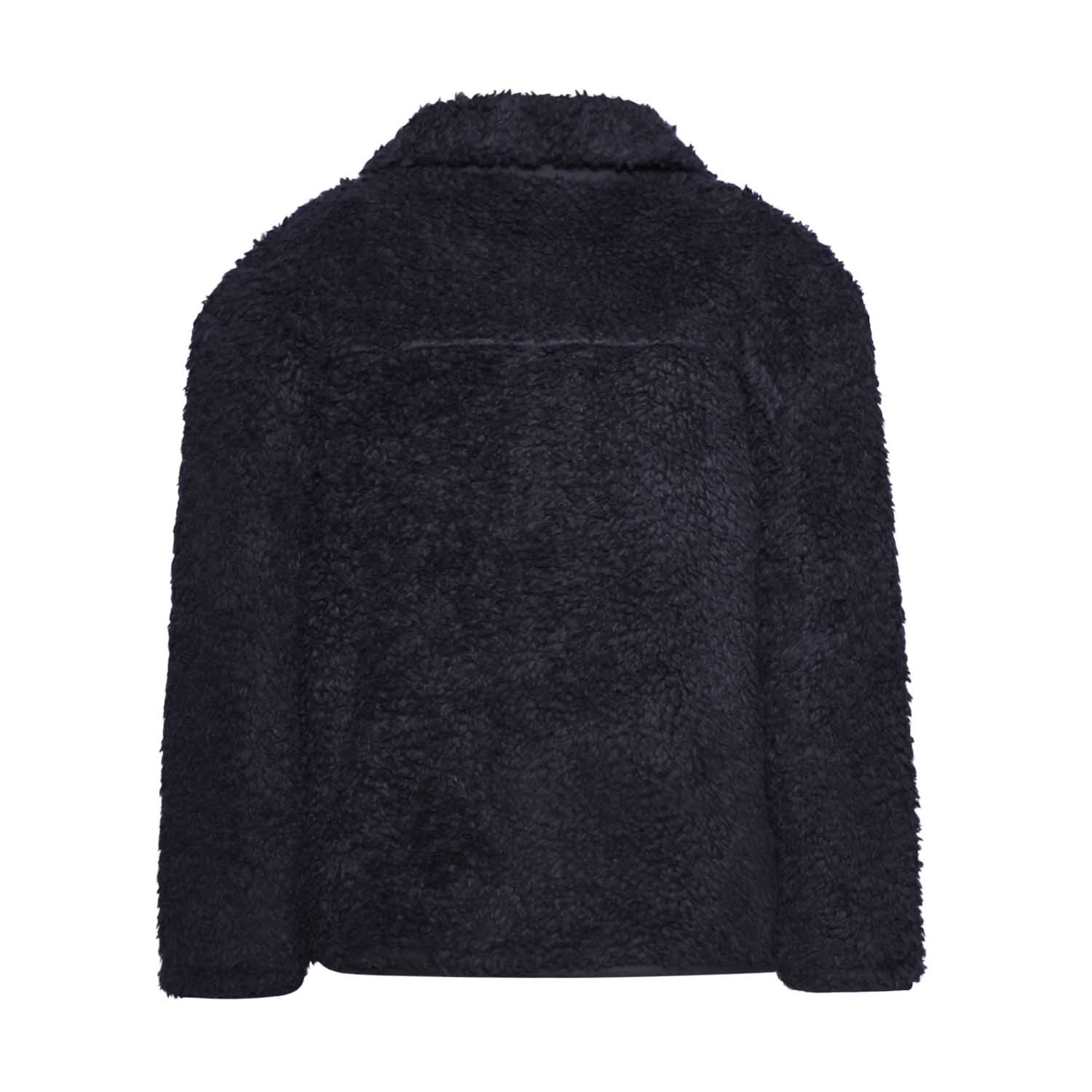 Schwarze Kunstpelzjacke