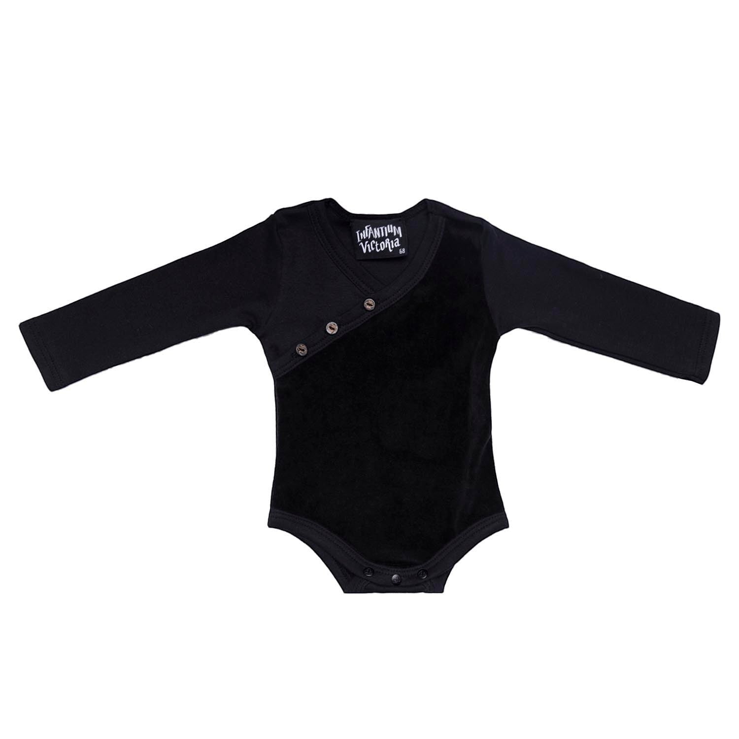 Schwarzer Babybody mit Samtdetail