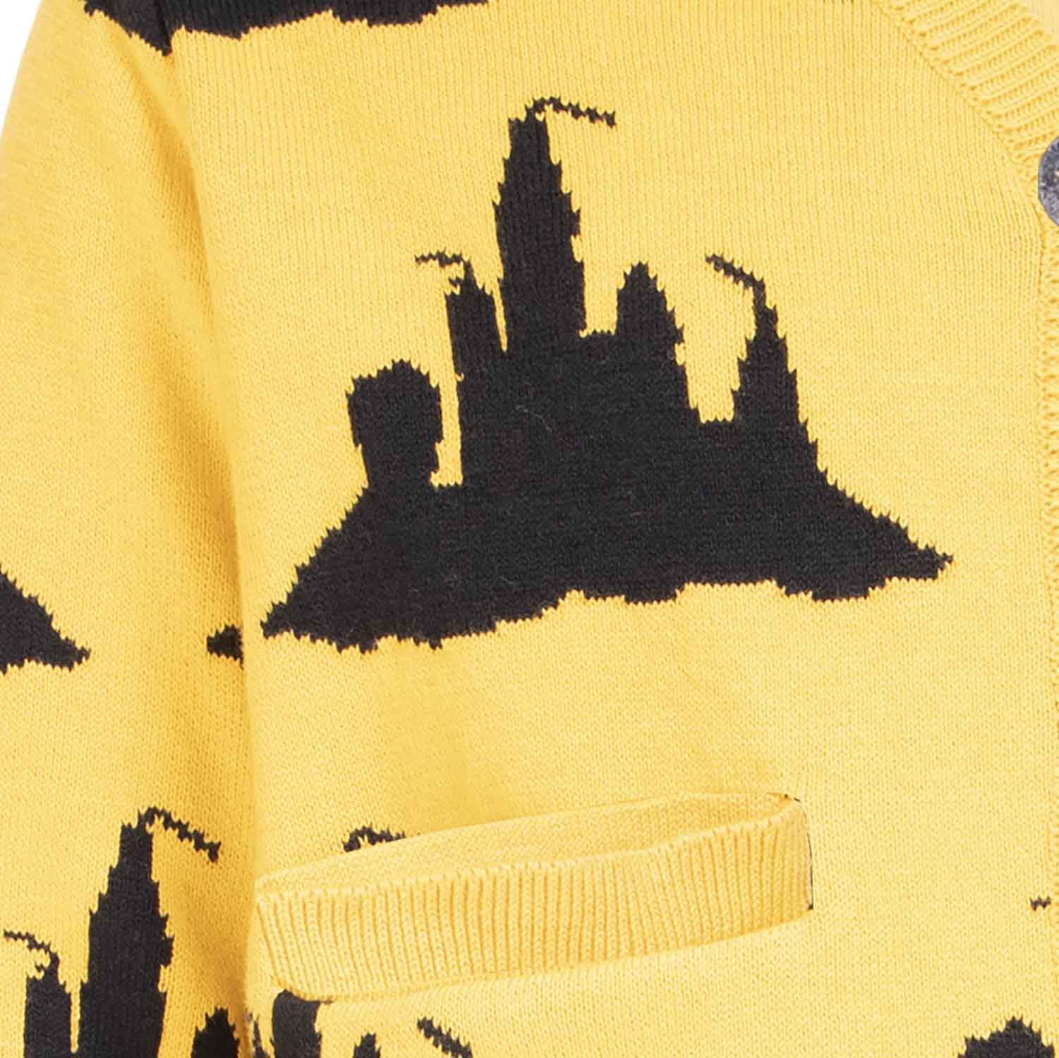Gelbe Strickjacke für Mädchen und Jungen mit Strandschloss