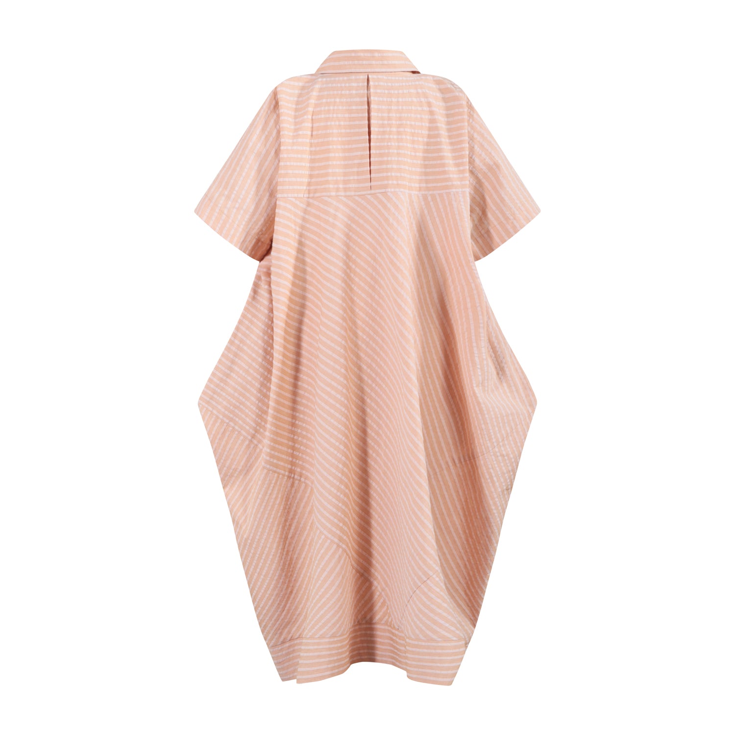 The Geometric Shirt-Dress — Orange Hazelnut Seersucker