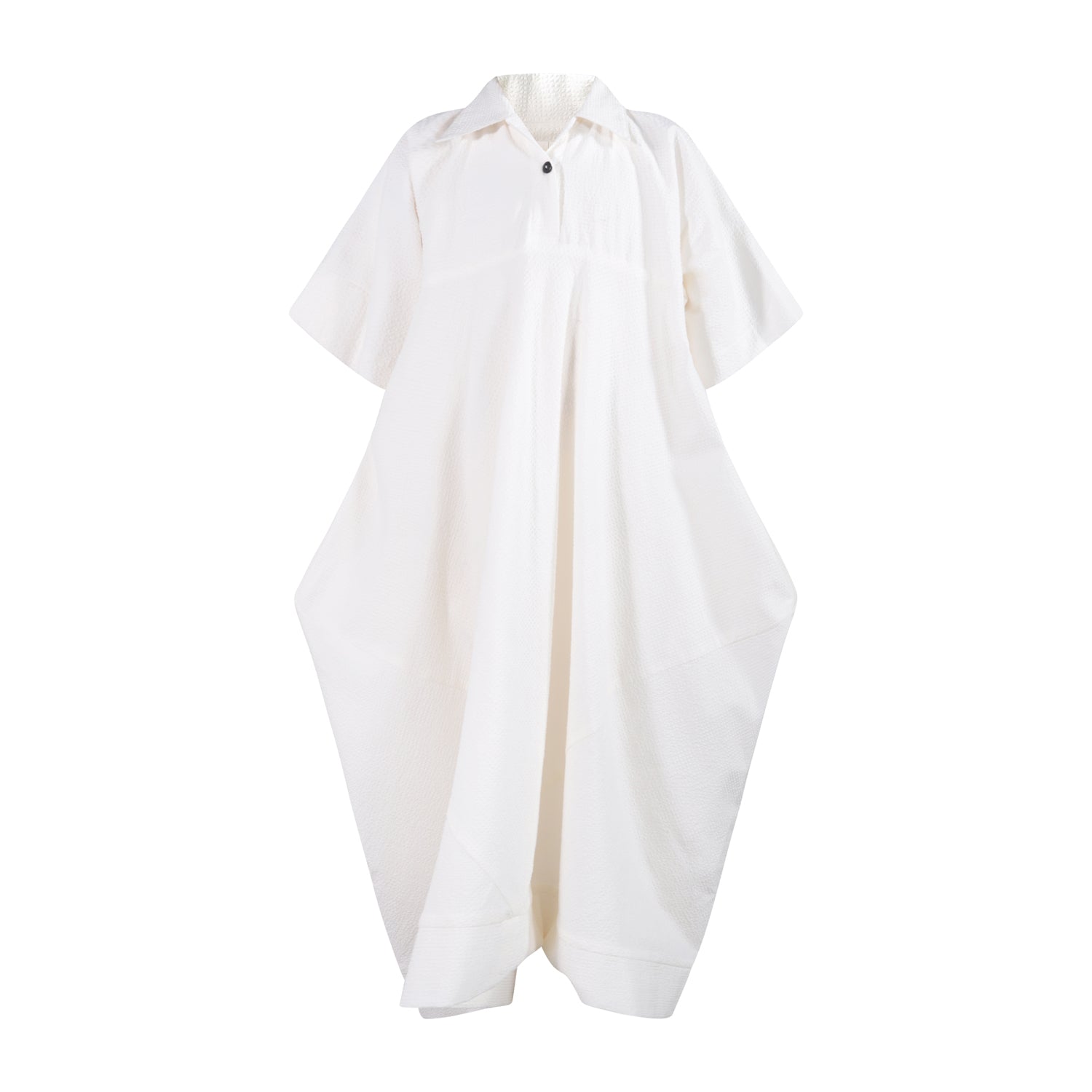 The Square Shirt-Dress — White Seersucker