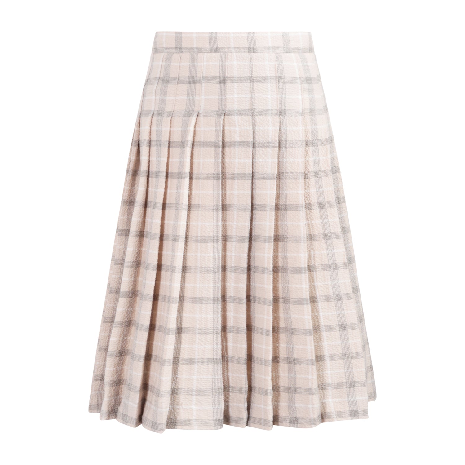 The Pleated Skirt — Beige Seersucker