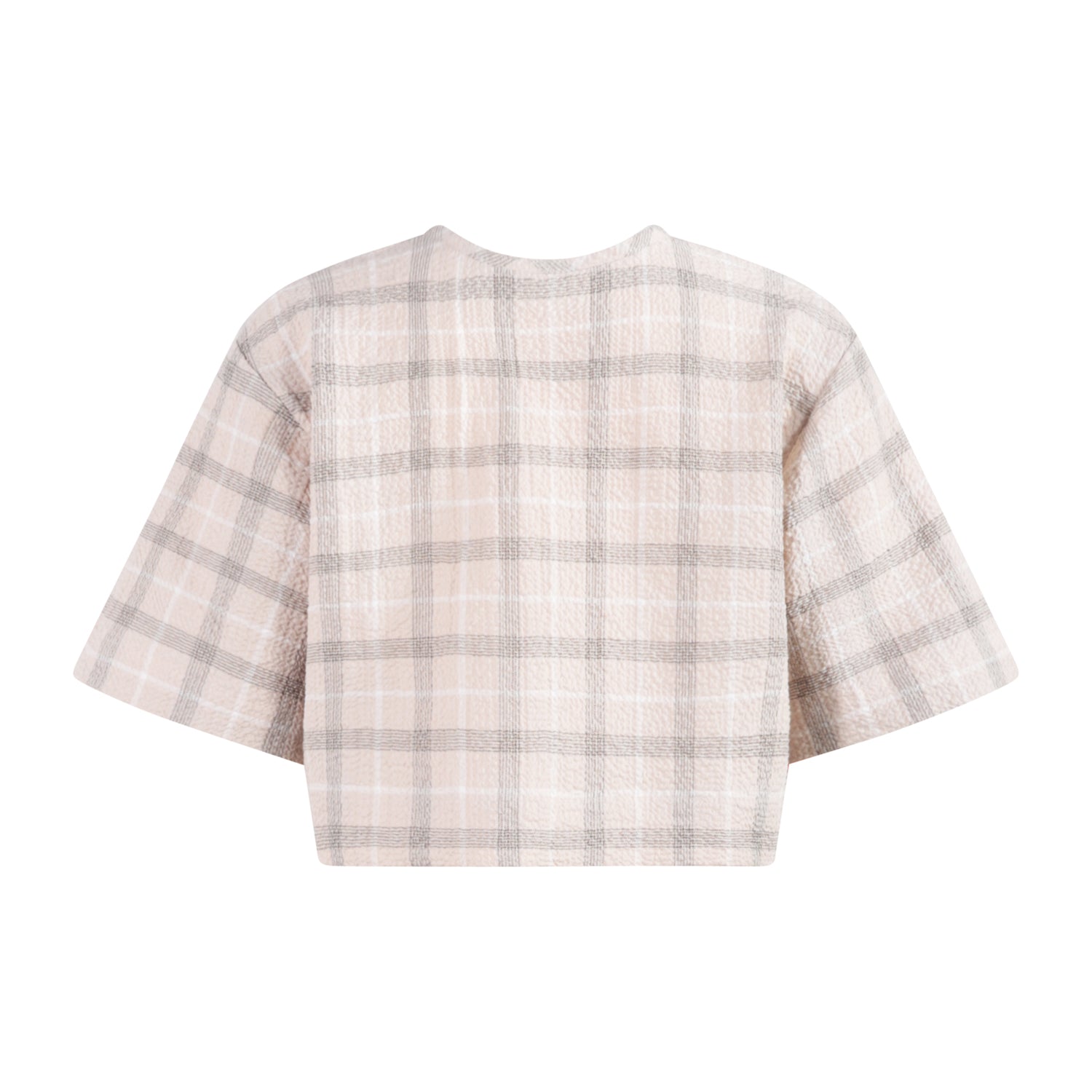 The Crop Top — Beige Seersucker