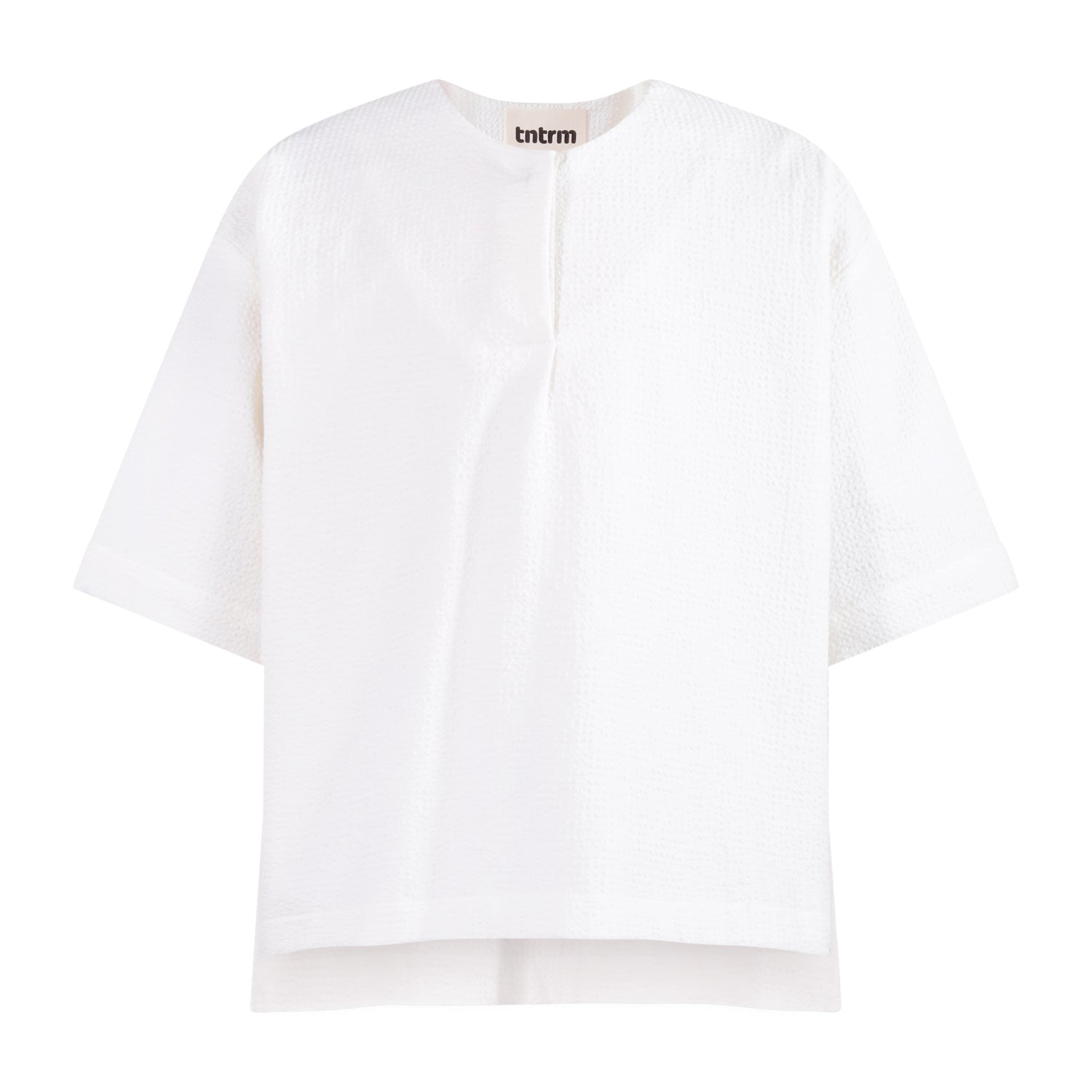 The Woven T-Shirt — White Seersucker