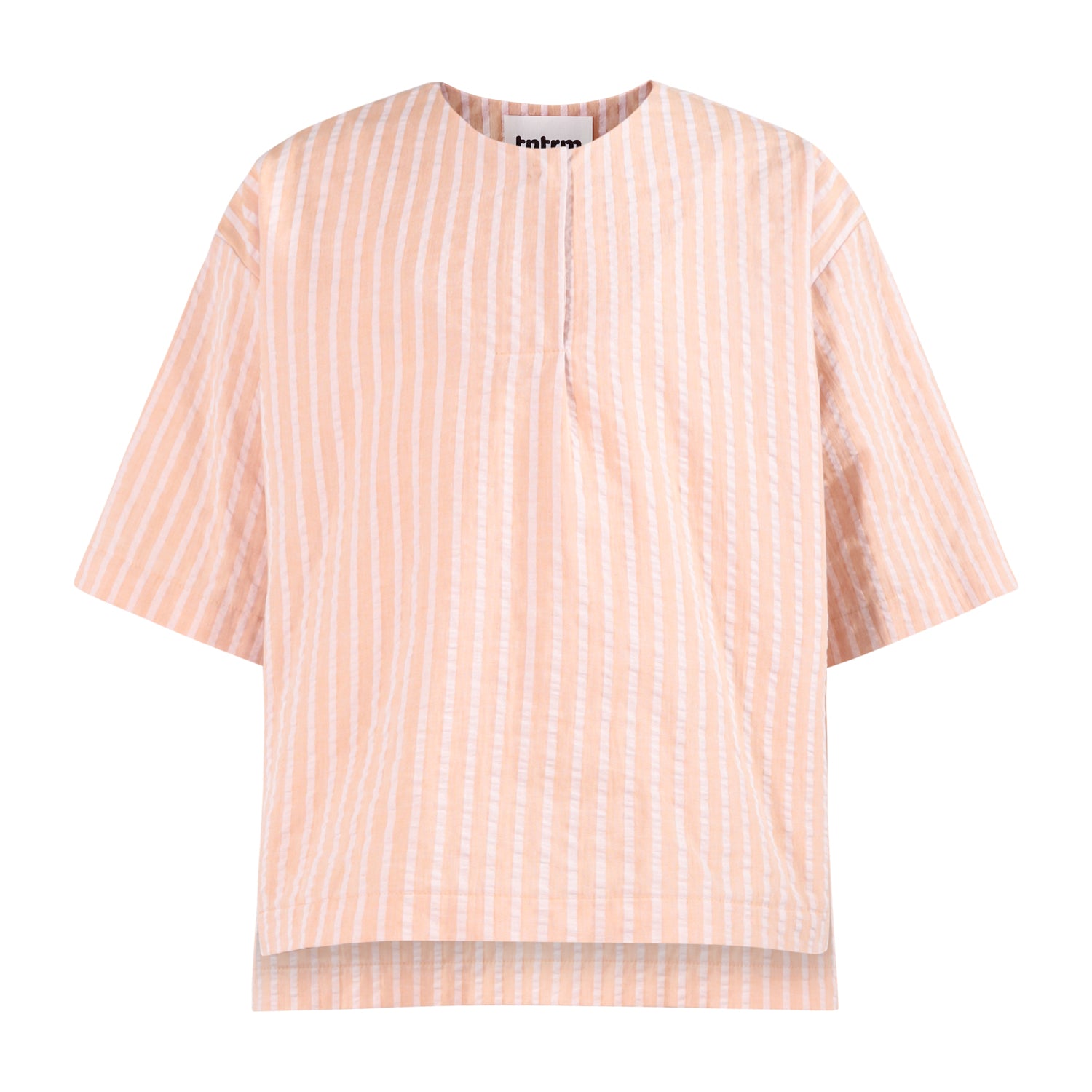 The Woven T-Shirt — Orange Hazelnut Seersucker