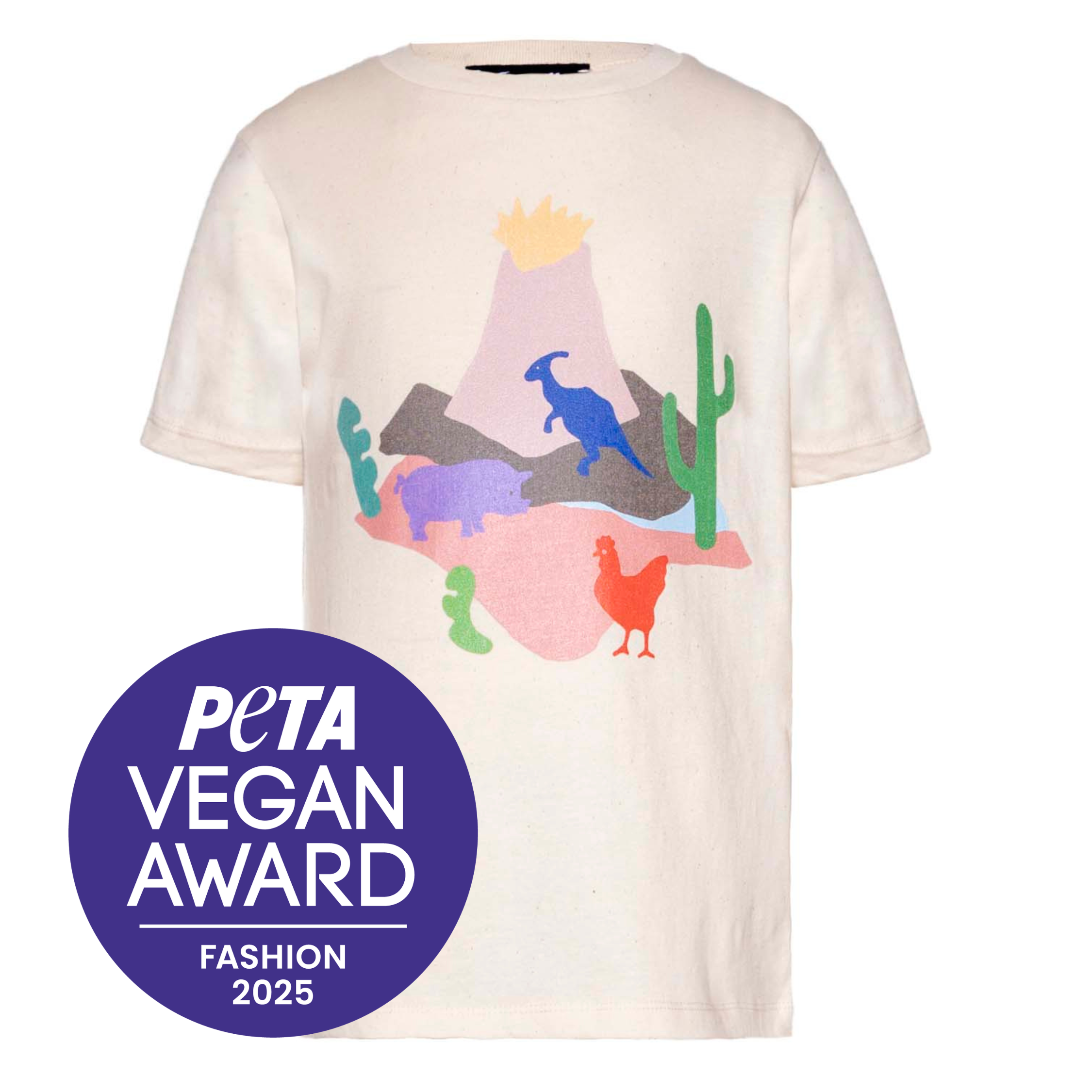 Kinder T-shirt met vulkaan- en dierenprint