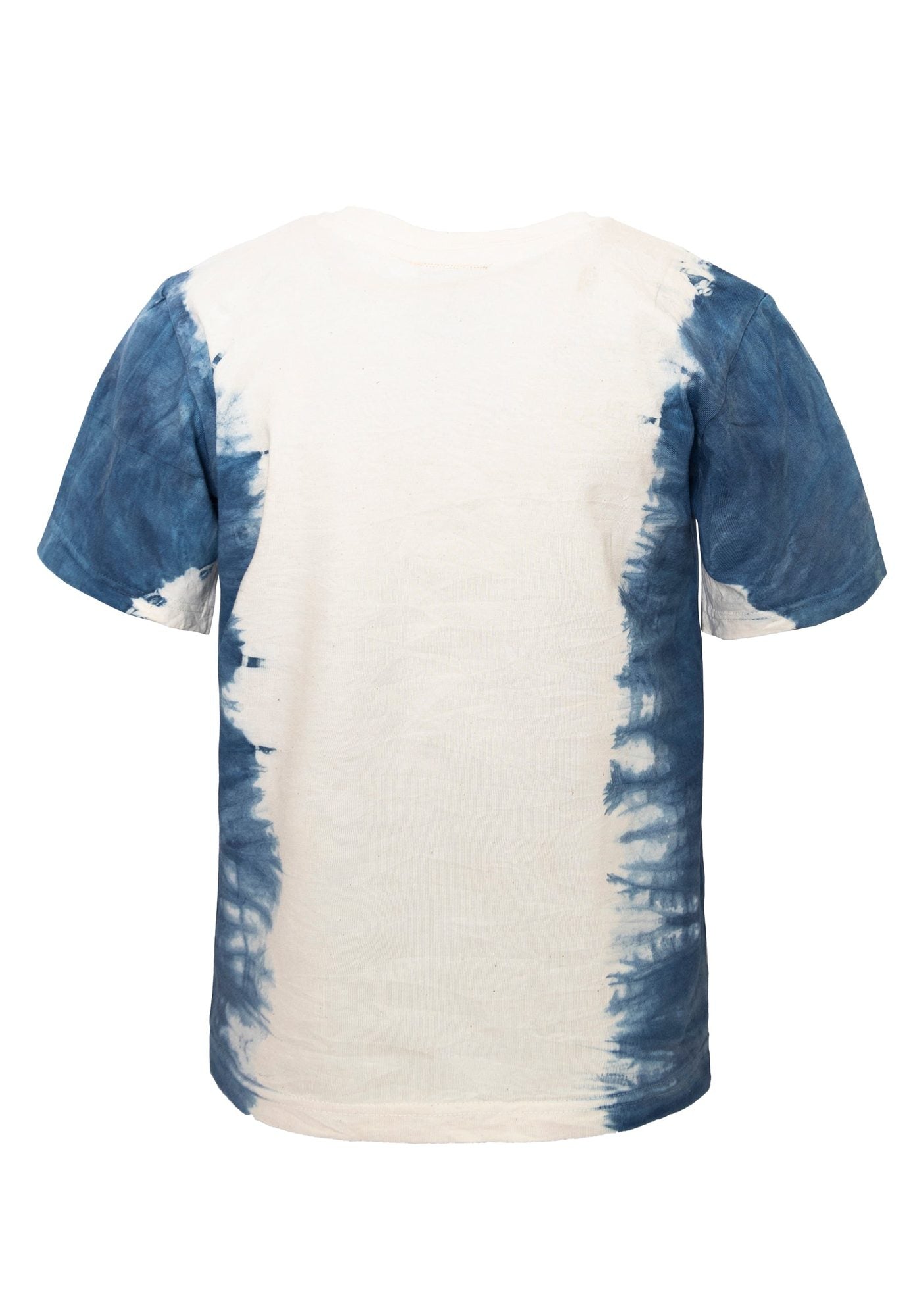 Artisanaal meisjes- en jongens-T-shirt, natuurlijk geverfd indigo met handprint