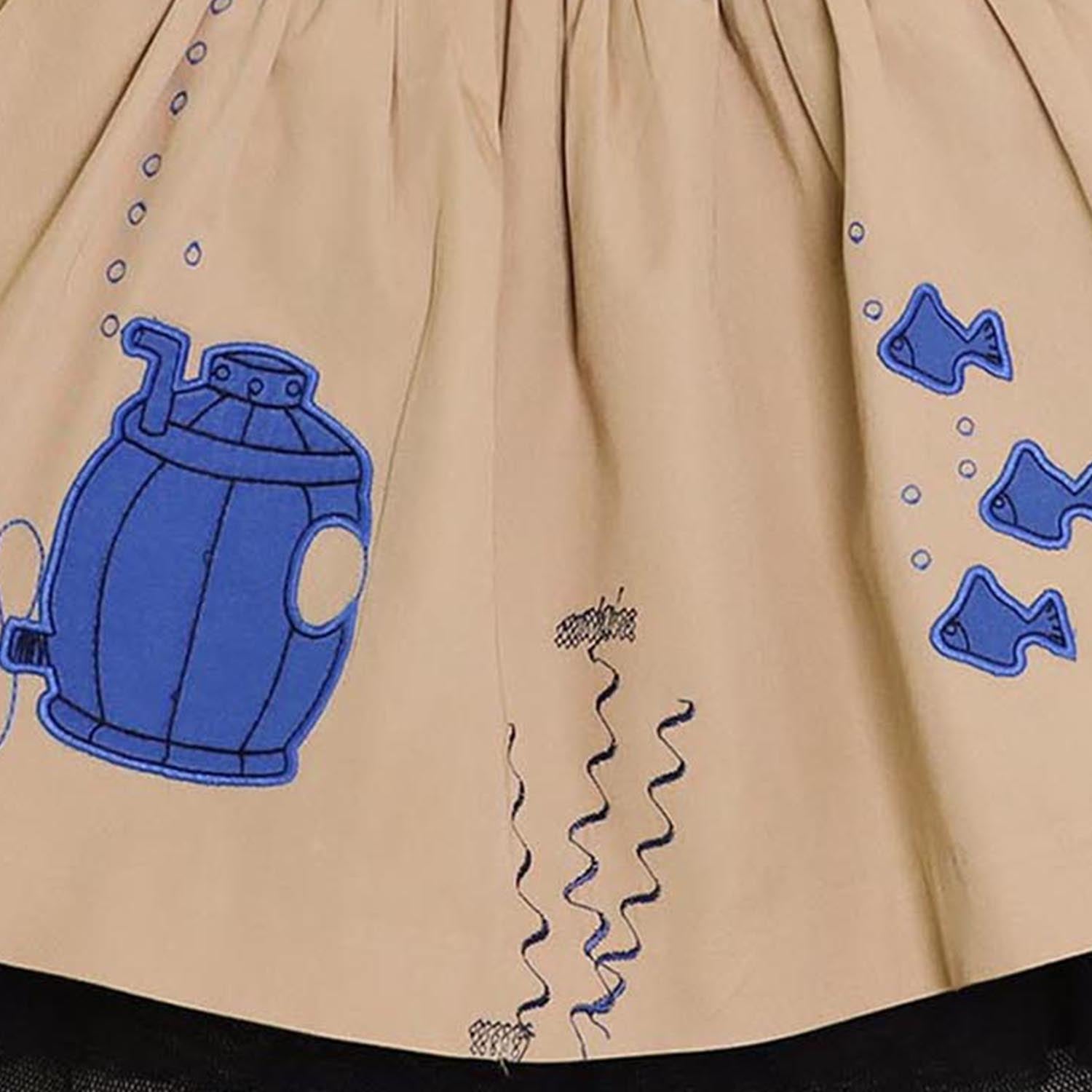 MAGIC MENDING PRELOVED Beige katoenen rok met onderzeeër, 6 jaar
